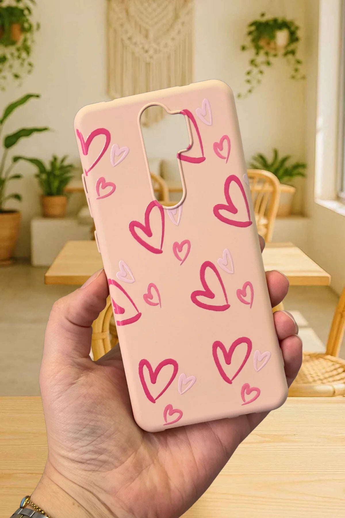 Xiaomi Redmi Note 8 Pro- PEMBE KALP DESENLİ Silikon Darbe Emici Klasik Korumalı Rubber Kılıf