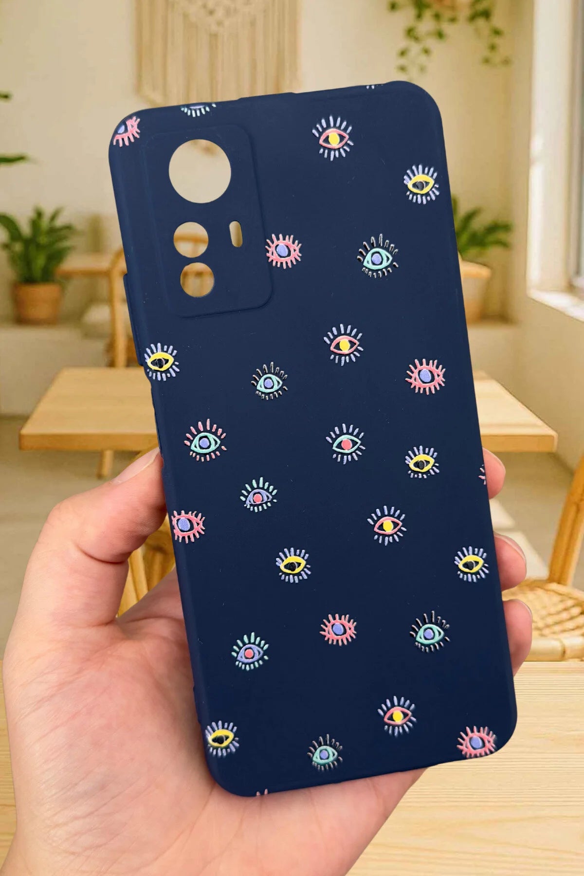 Xiaomi Redmi Note 12S - MİNİ EVIL EYE DESENLİ Silikon Darbe Emici Klasik Korumalı Rubber Kılıf