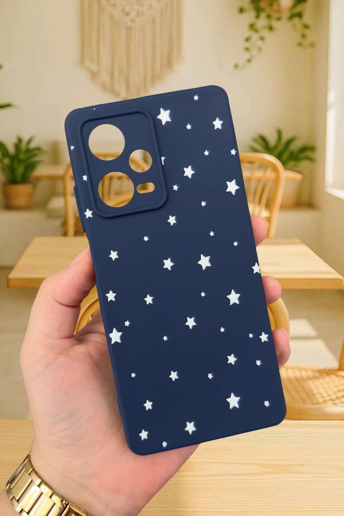 Xiaomi RM Note 12 Pro5G-MİNİMAL YILDIZ DESENLİ Silikon Darbe Emici Klasik Korumalı Rubber Kılıf