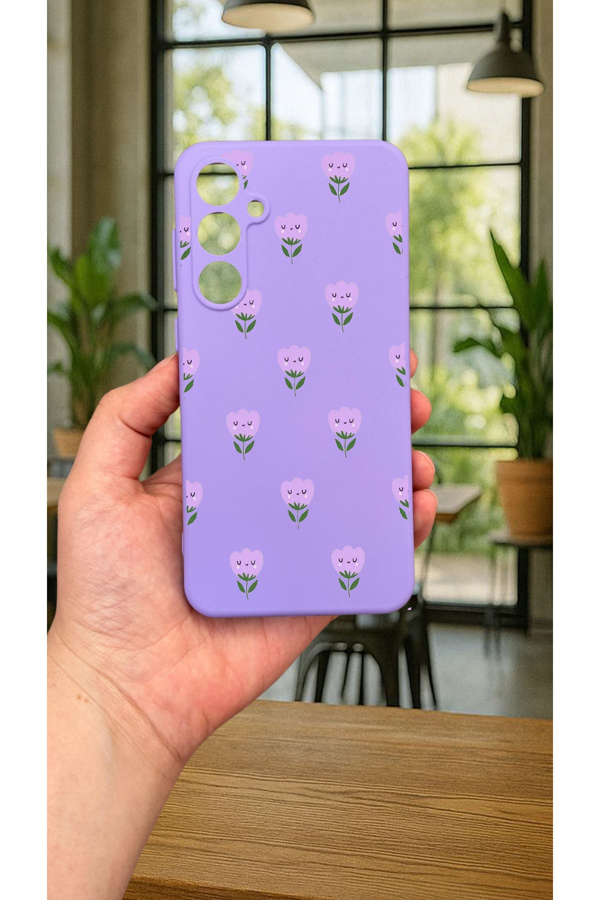 Samsung Galaxy A35 -MİNİ LALE DESENLİ Silikon Darbe Emici Klasik Korumalı Rubber Kılıf