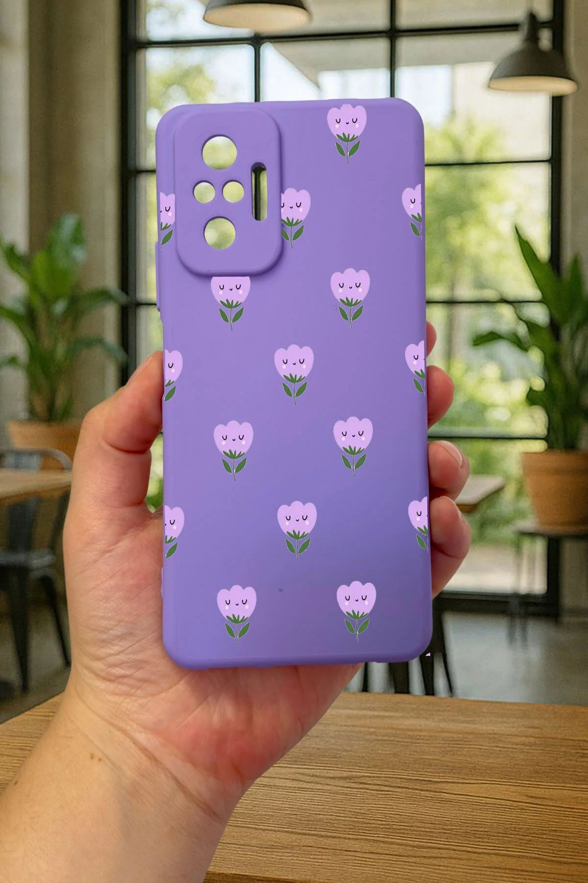 Xiaomi Redmi Note 1O Pro - MİNİ LALE DESENLİ Silikon Darbe Emici Klasik Korumalı Rubber Kılıf