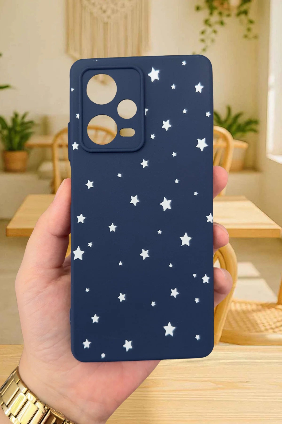 Xiaomi RM Note 12 Pro5G-MİNİMAL YILDIZ DESENLİ Silikon Darbe Emici Klasik Korumalı Rubber Kılıf