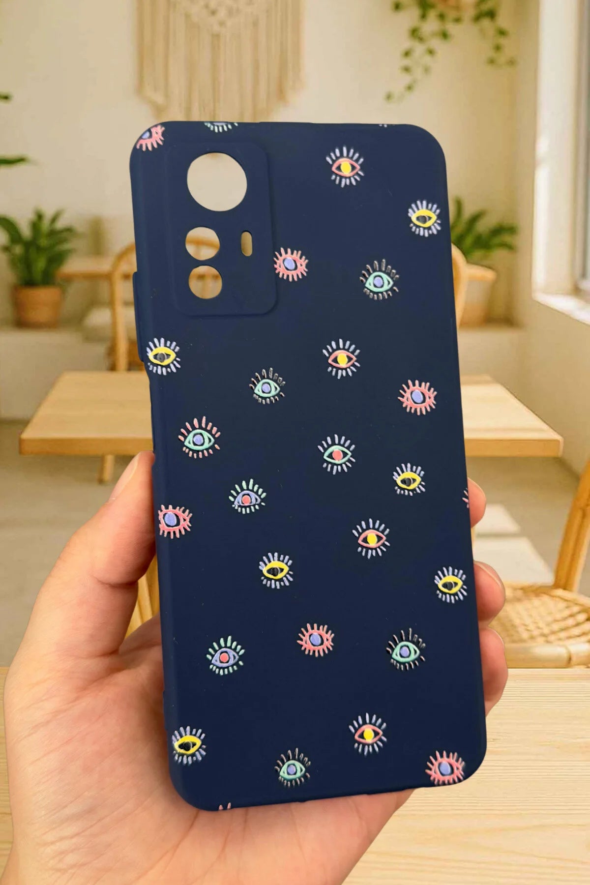 Xiaomi Redmi Note 12S - MİNİ EVIL EYE DESENLİ Silikon Darbe Emici Klasik Korumalı Rubber Kılıf