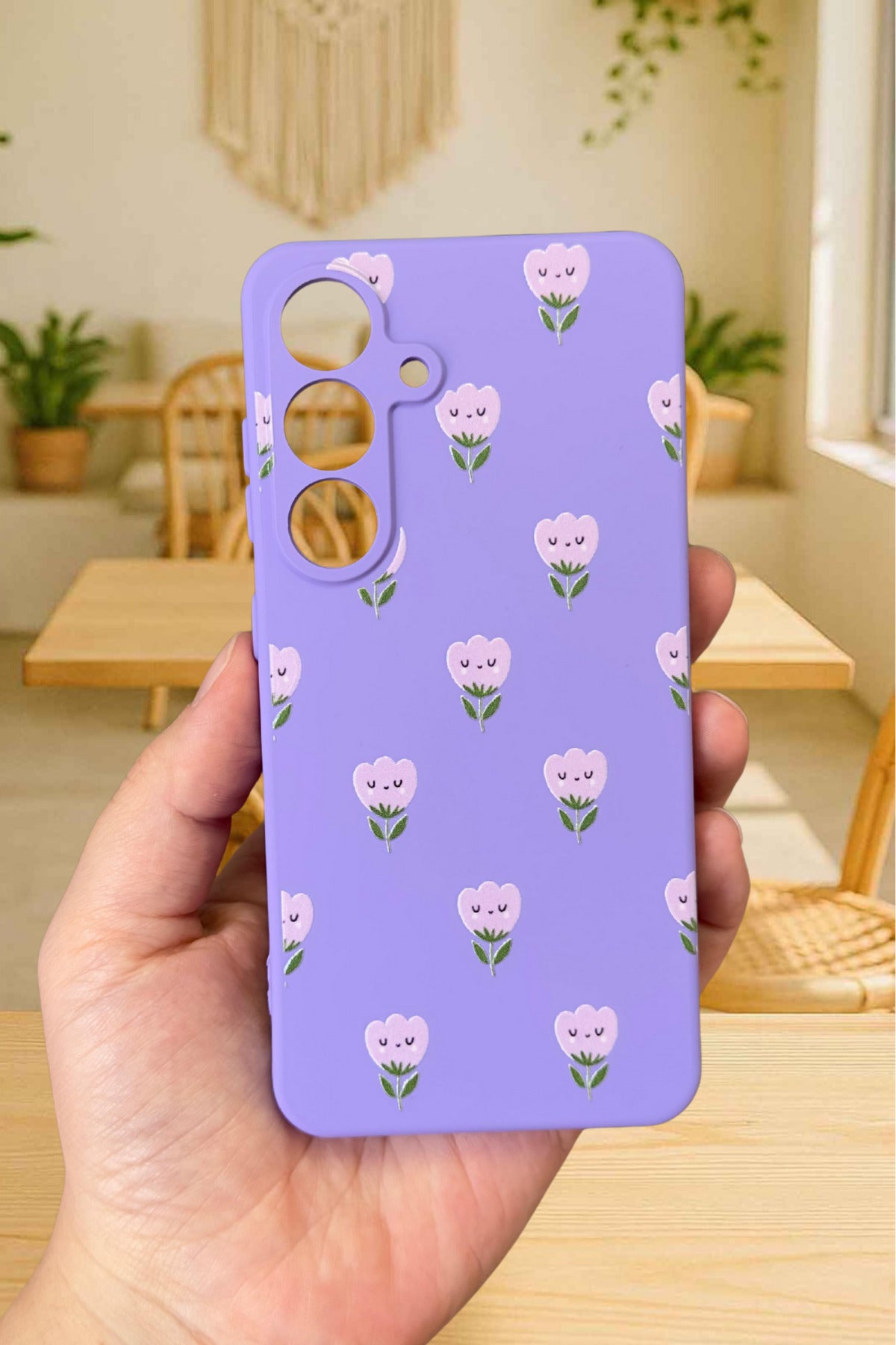 Samsung Galaxy A16 - MİNİ LALE DESENLİ Silikon Darbe Emici Klasik Korumalı Rubber Kılıf
