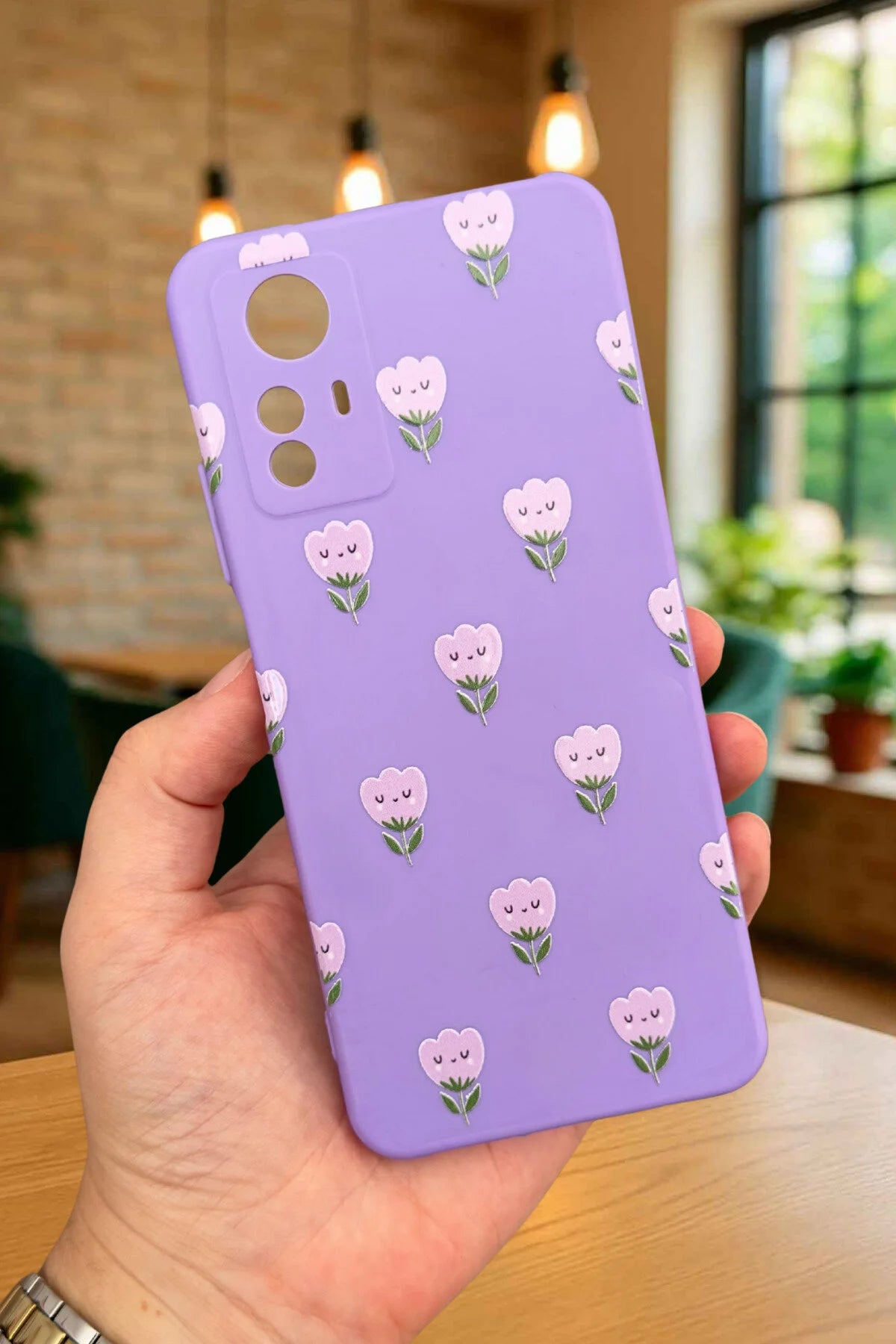 Xiaomi Redmi Note 12S - MİNİ LALE DESENLİ Silikon Darbe Emici Klasik Korumalı Rubber Kılıf