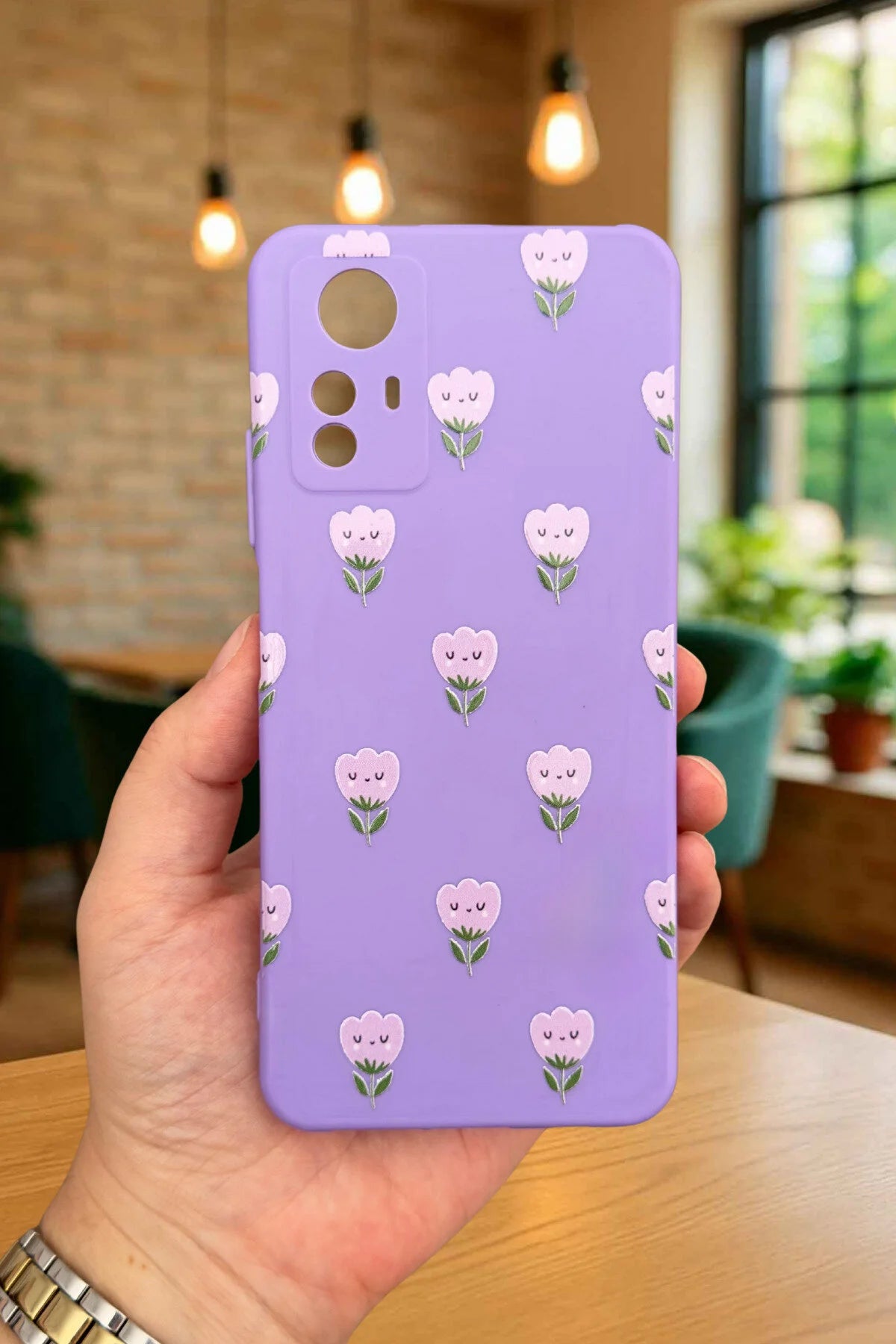 Xiaomi Redmi Note 12S - MİNİ LALE DESENLİ Silikon Darbe Emici Klasik Korumalı Rubber Kılıf