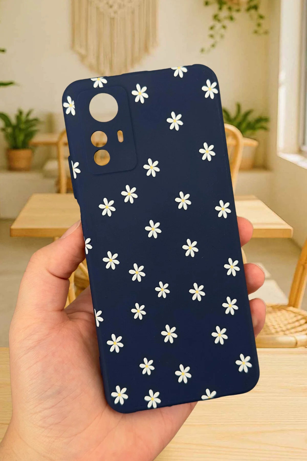 Xiaomi Redmi Note 12S - MİNİ PAPATYA DESENLİ Silikon Darbe Emici Klasik Korumalı Rubber Kılıf