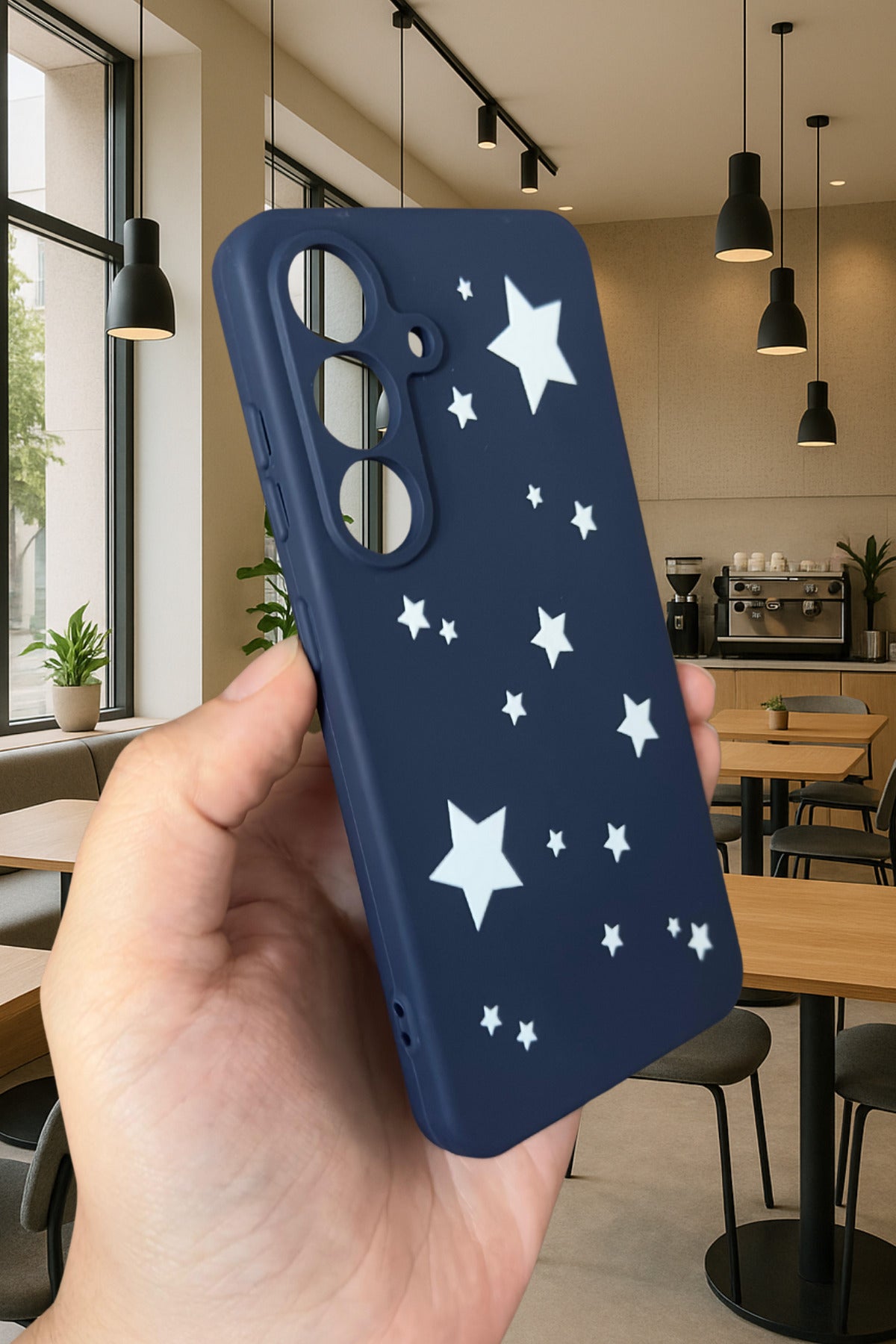 Samsung Galaxy S25 - MİNİ YILDIZ DESENLİ Silikon Darbe Emici Klasik Korumalı Rubber Kılıf