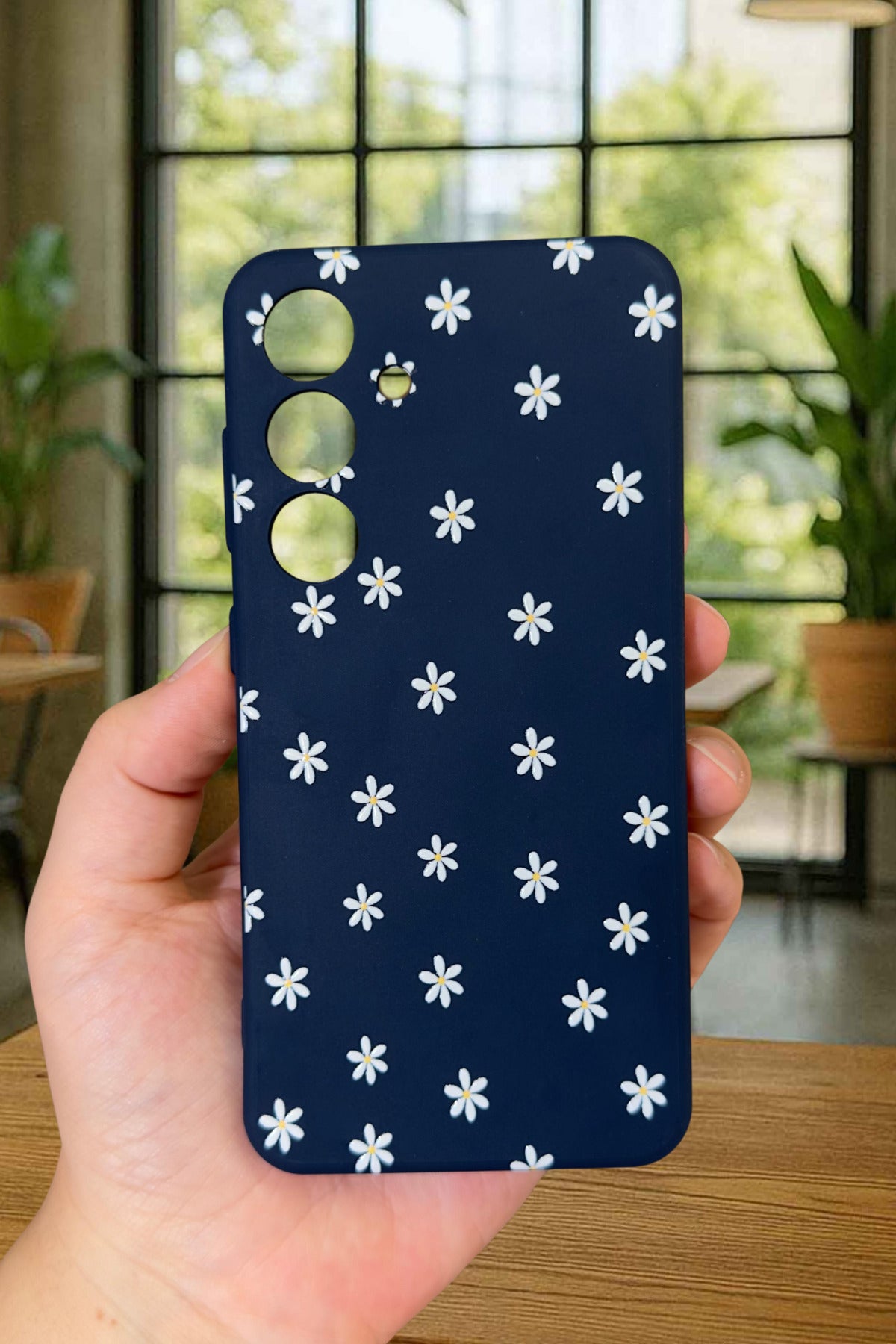 Samsung Galaxy S24 - MİNİ PAPATYA DESENLİ Silikon Darbe Emici Klasik Korumalı Rubber Kılıf