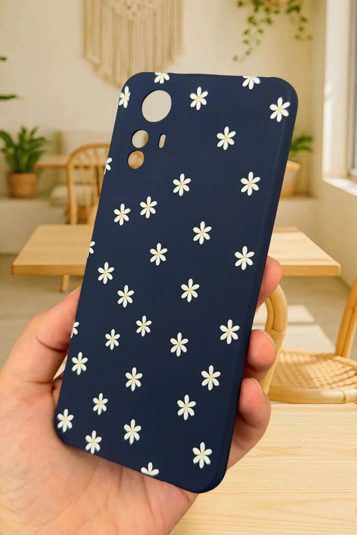 Xiaomi Redmi Note 12S - MİNİ PAPATYA DESENLİ Silikon Darbe Emici Klasik Korumalı Rubber Kılıf