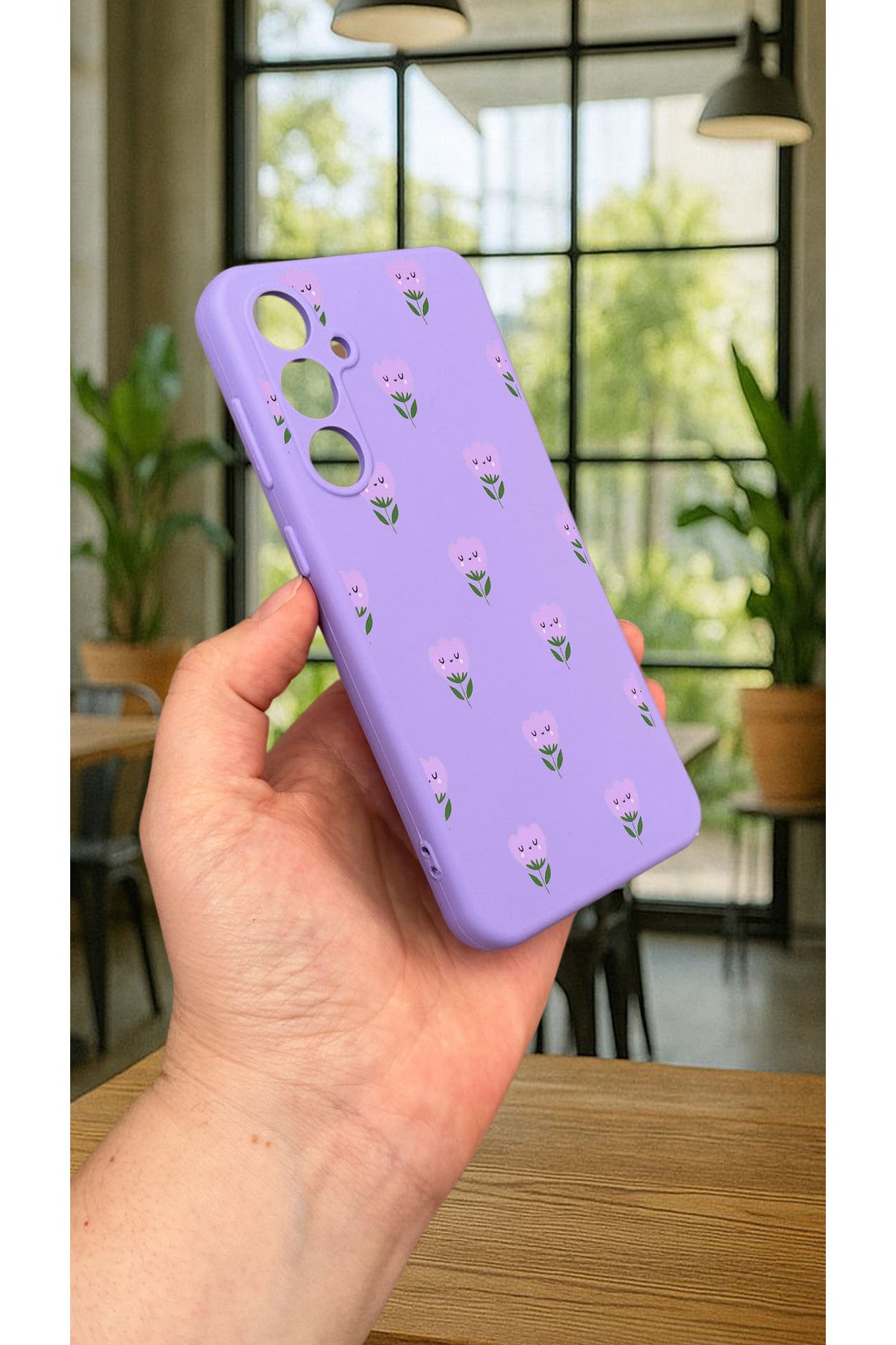 Samsung Galaxy A35 -MİNİ LALE DESENLİ Silikon Darbe Emici Klasik Korumalı Rubber Kılıf