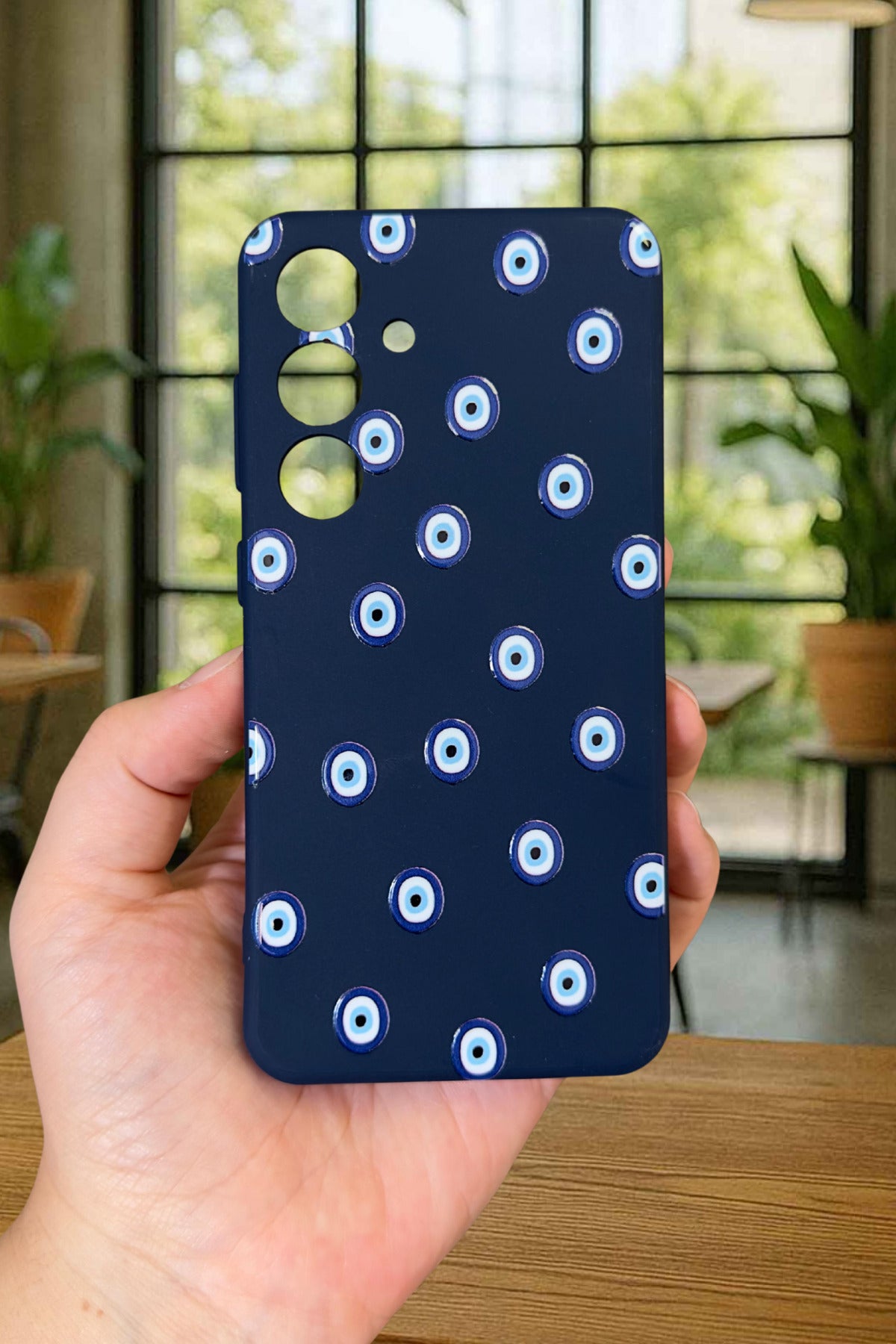 Samsung Galaxy S24- NAZAR BONCUK DESENLİ Silikon Darbe Emici Klasik Korumalı Rubber Kılıf