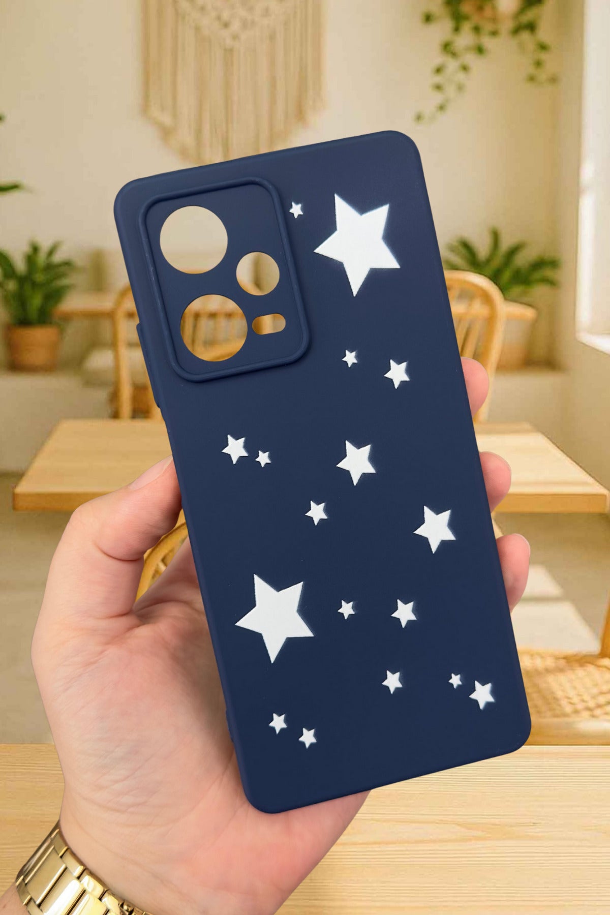 Xiaomi Redmi Note 12 Pro 5G-MİNİ YILDIZ DESENLİ Silikon Darbe Emici Klasik Korumalı Rubber Kılıf