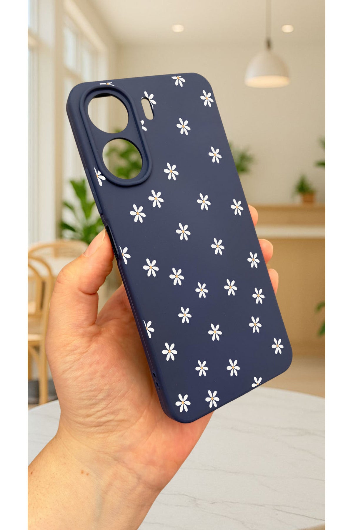 REDMİ 13C-MİNİ PAPATYA DESENLİ Lansman Kamera Korumalı Yumuşak Silikon RUBBER Kılıf