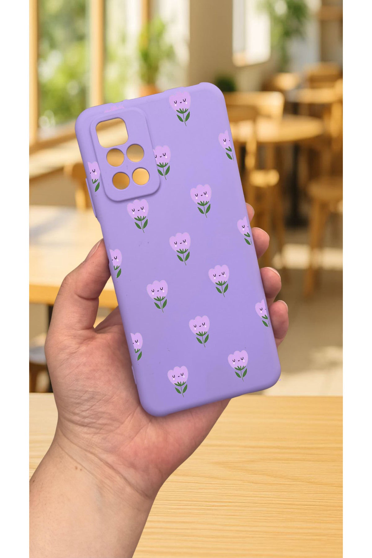 Xiaomi Redmi 10 2022 MİNİ LALE DESENLİ Silikon Darbe Emici Klasik Korumalı Rubber Kılıf