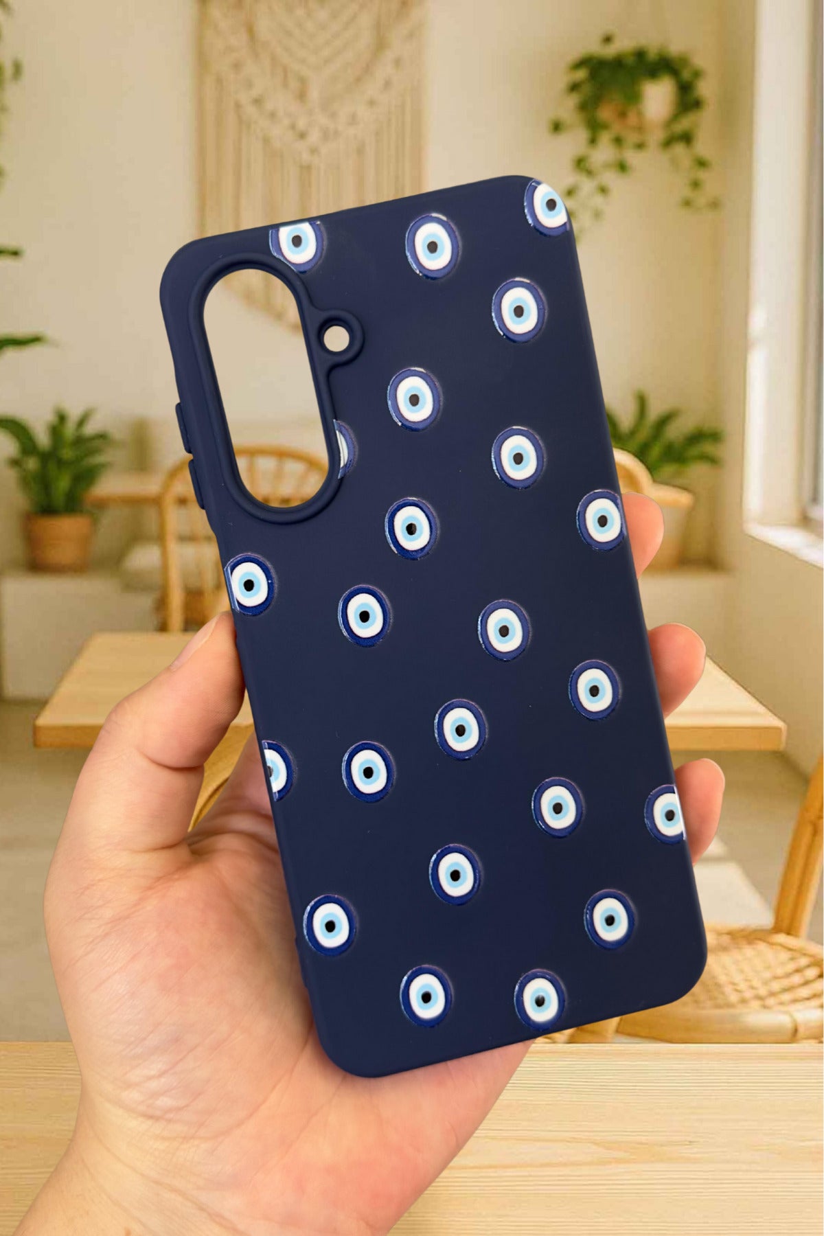 Samsung Galaxy A56 Uyumlu Nazar Boncuk Desenli Silikon Darbe Emici Klasik Korumalı Rubber Kılıf