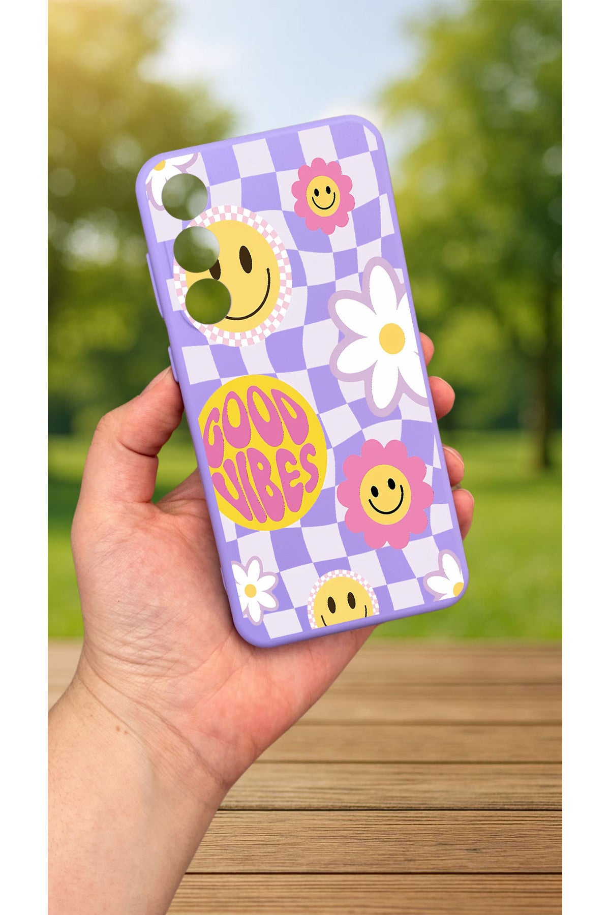 Samsung Galaxy S23FE -GOOD VİBES DESENLİ Silikon Darbe Emici Klasik Korumalı Rubber Kılıf