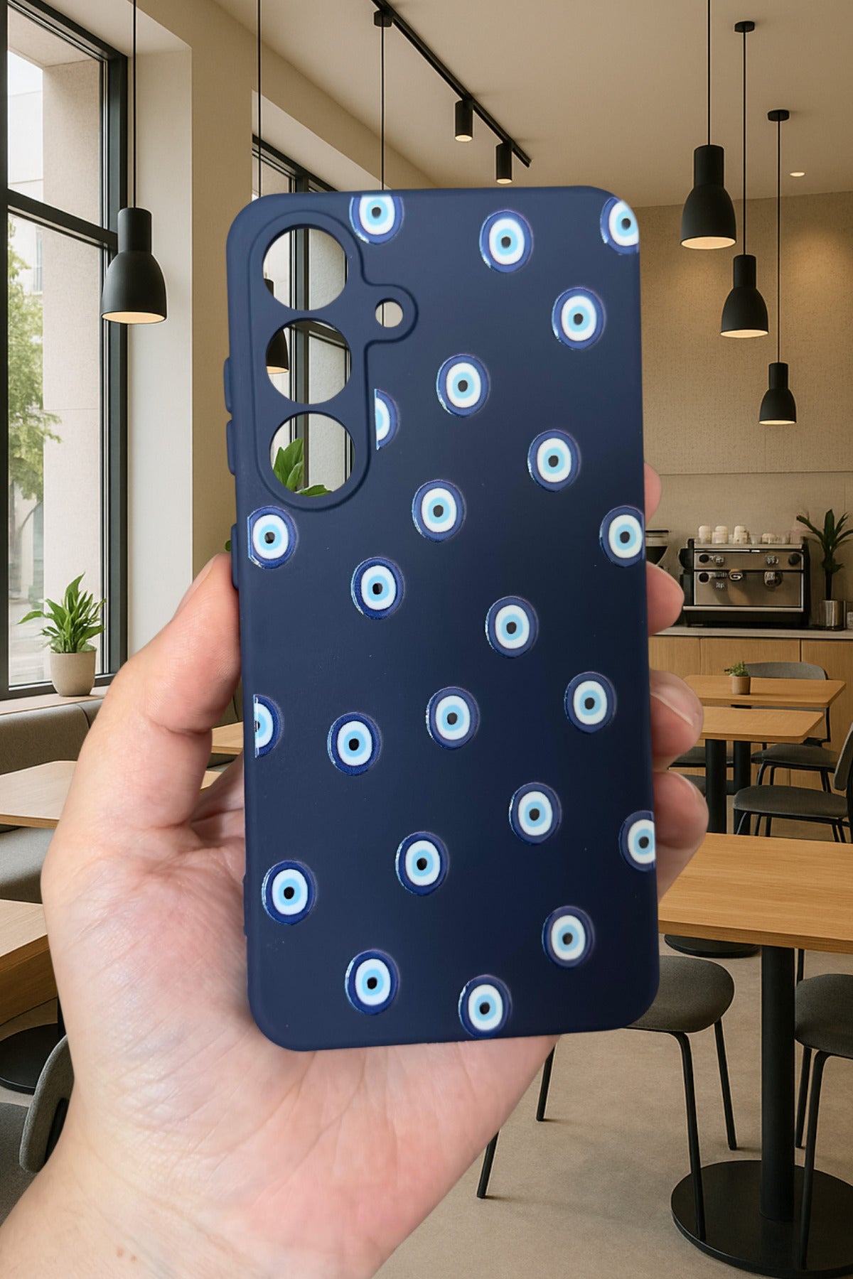 Samsung Galaxy S25 - NAZAR BONCUK DESENLİ Silikon Darbe Emici Klasik Korumalı Rubber Kılıf