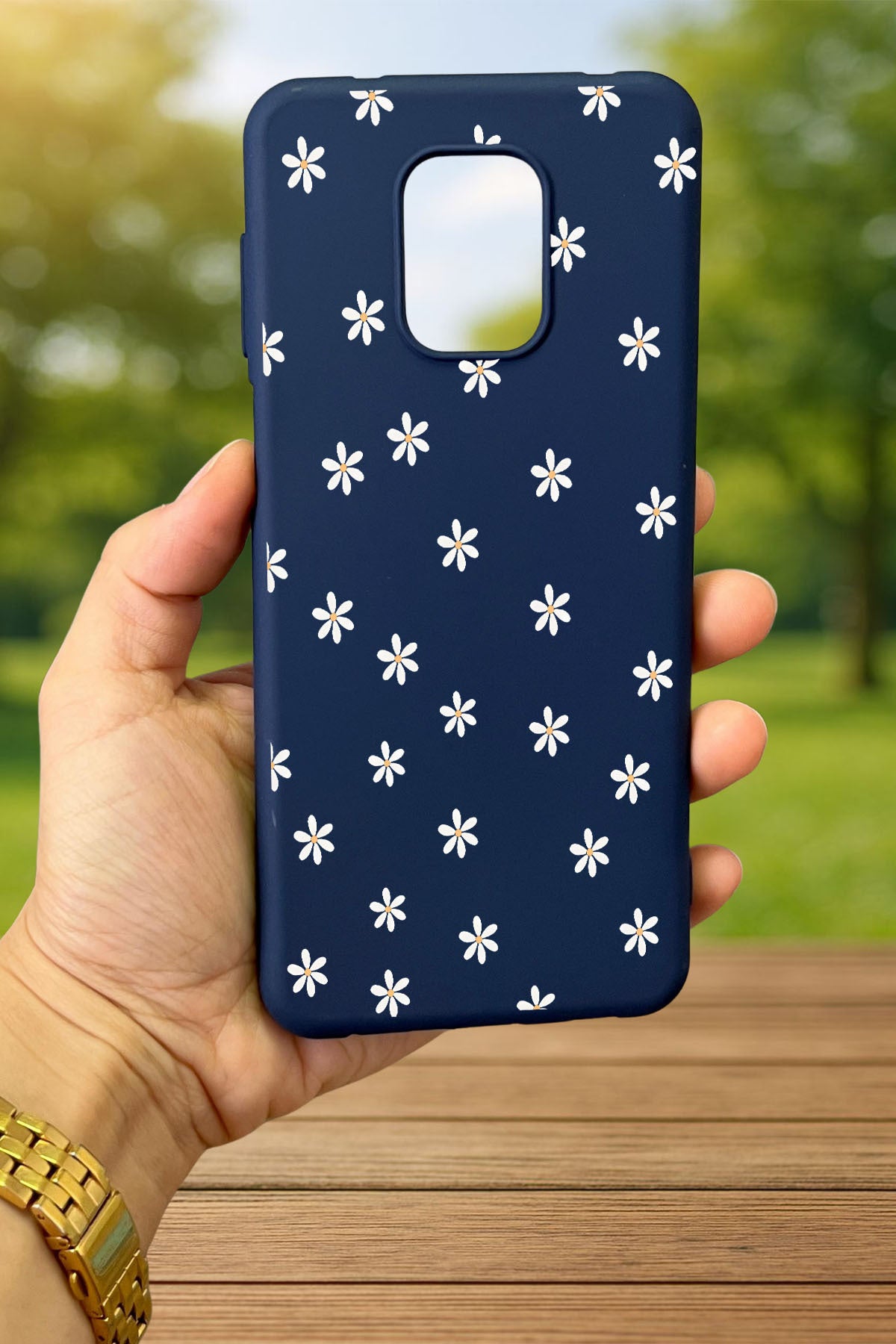 Redmi Note 9 Pro/9S Uyumlu MİNİ PAPATYA DESENLİ Silikon Darbe Emici Klasik Korumalı Rubber Kılıf