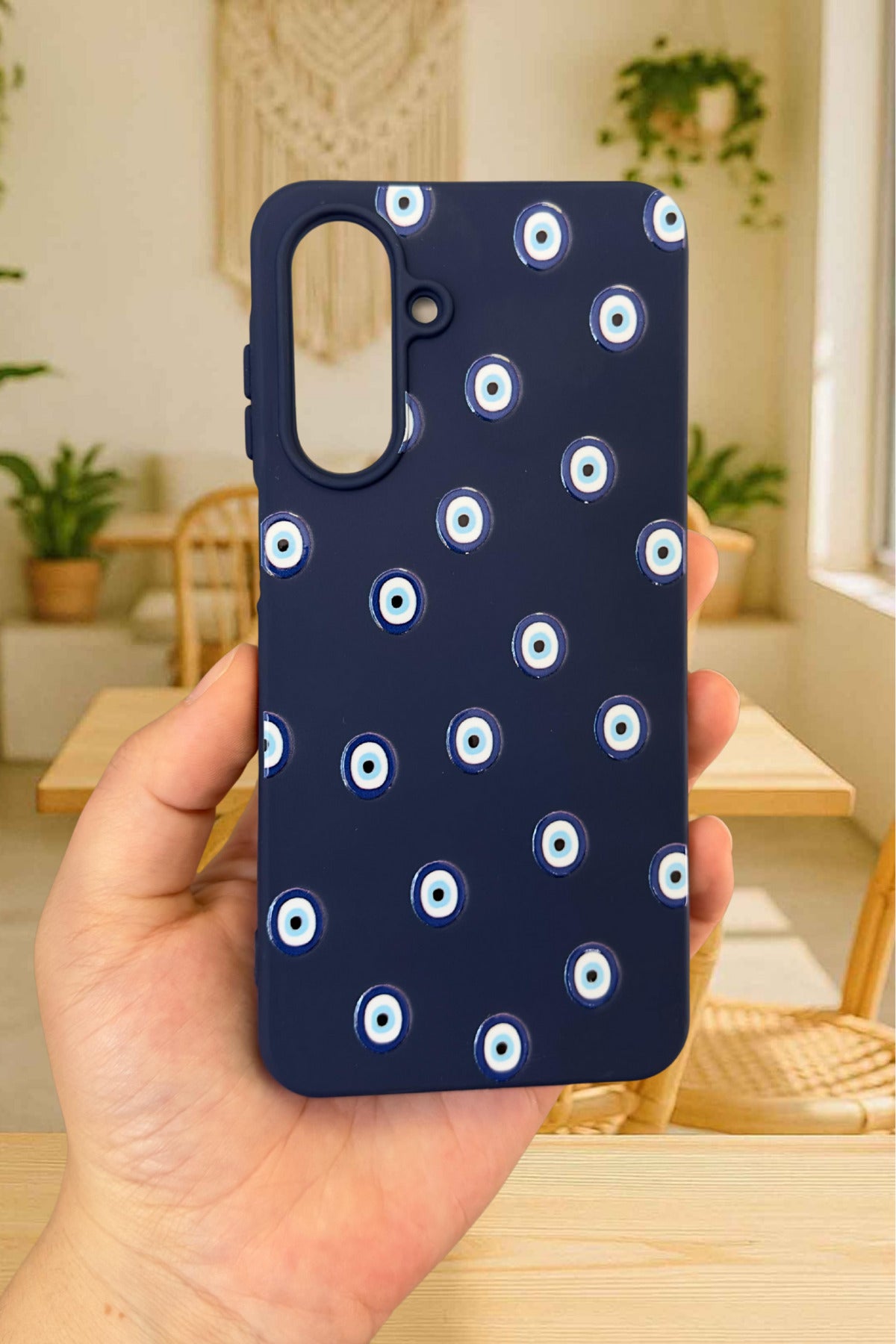 Samsung Galaxy A56 Uyumlu Nazar Boncuk Desenli Silikon Darbe Emici Klasik Korumalı Rubber Kılıf