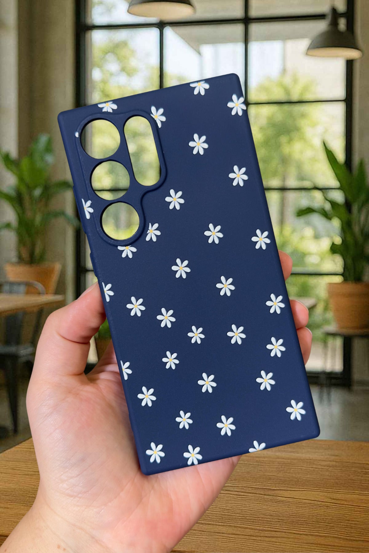 Samsung Galaxy S24 Ultra - MİNİ PAPATYA DESENLİ Silikon Darbe Emici Klasik Korumalı Rubber Kılıf