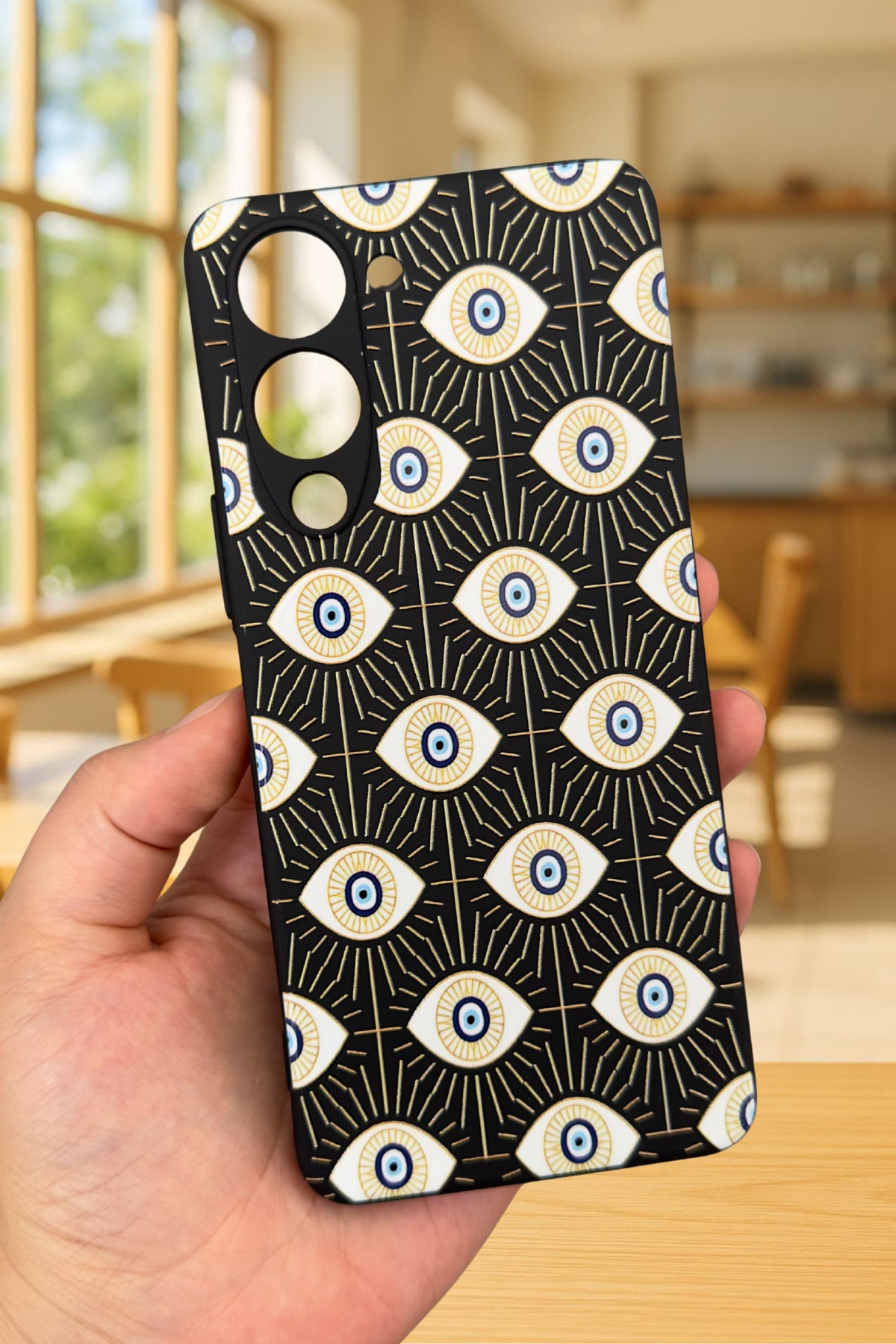 VİVO Y19 Uyumlu EVIL EYE Desenli Silikon Darbe Emici Klasik Korumalı Rubber Kılıf