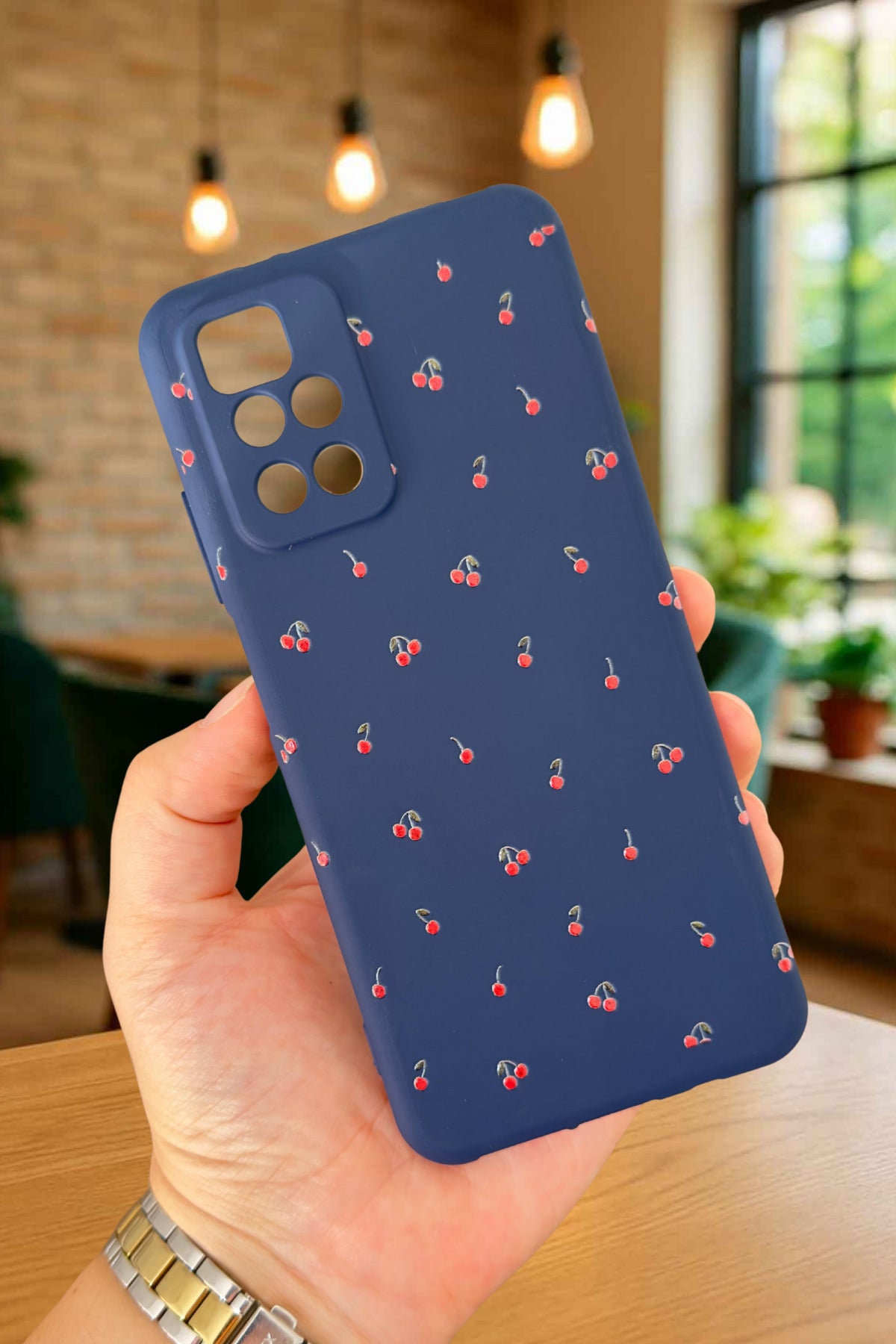 Xiaomi Redmi 10 2022 MİNİ KİRAZ DESENLİ Silikon Darbe Emici Klasik Korumalı Rubber Kılıf