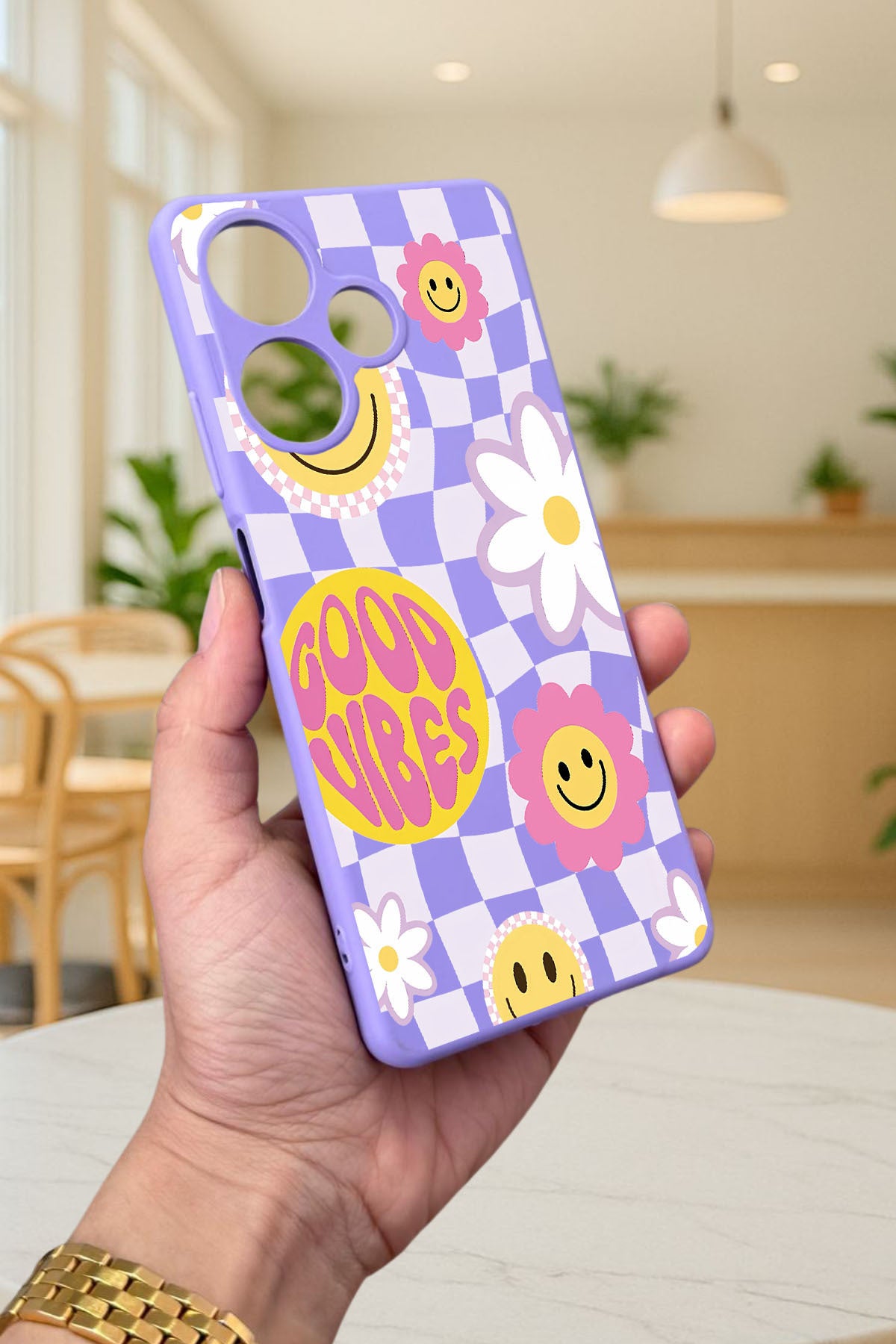 İNFİNİX HOT 30 -GOOD VİBES DESENLİ Silikon Darbe Emici Klasik Korumalı Rubber Kılıf