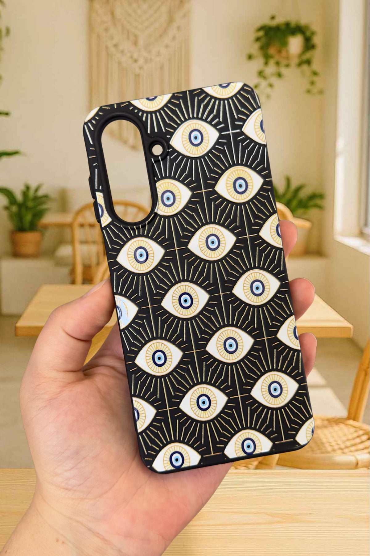 Samsung Galaxy A56 Uyumlu EVIL EYE DESENLİ Silikon Darbe Emici Klasik Korumalı Rubber Kılıf