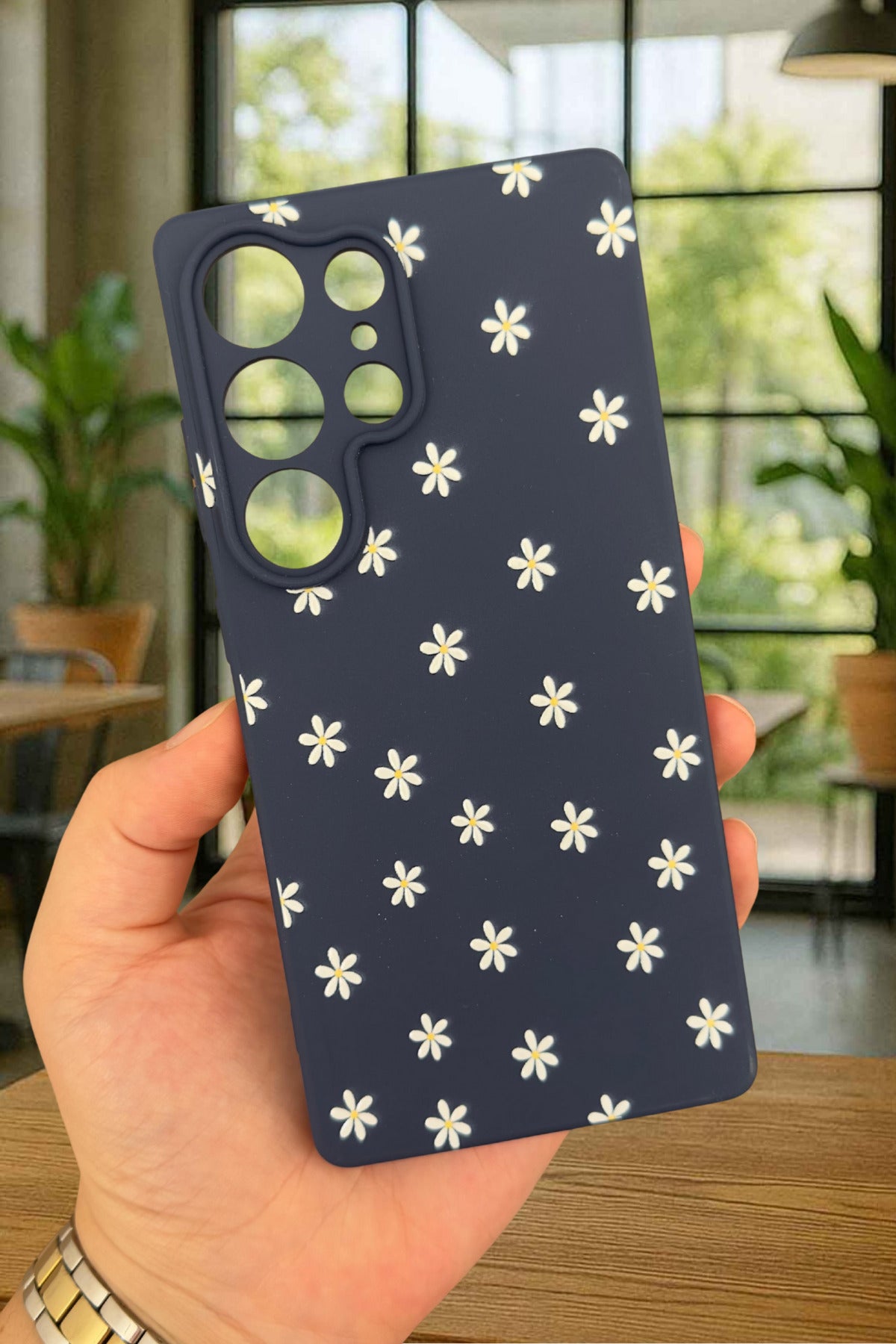 Samsung Galaxy S25 Ultra - Mini Papatya Desenli Silikon Darbe Emici Klasik Korumalı Rubber Kılıf