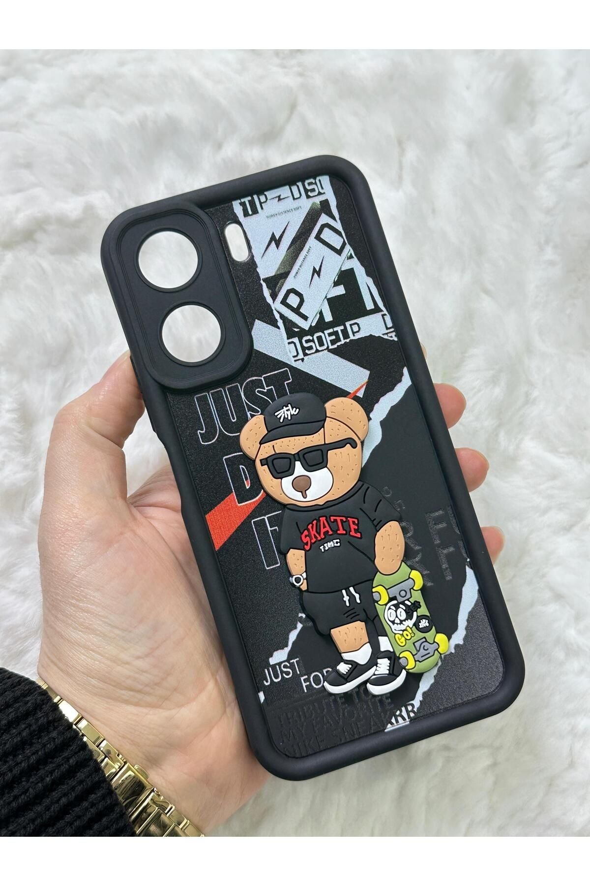 Xiaomi Redmi 13C - Kabartmalı 3D Ayıcık Desenli Silikon Kamera Korumalı Lansman Ayıcıklı Kılıf