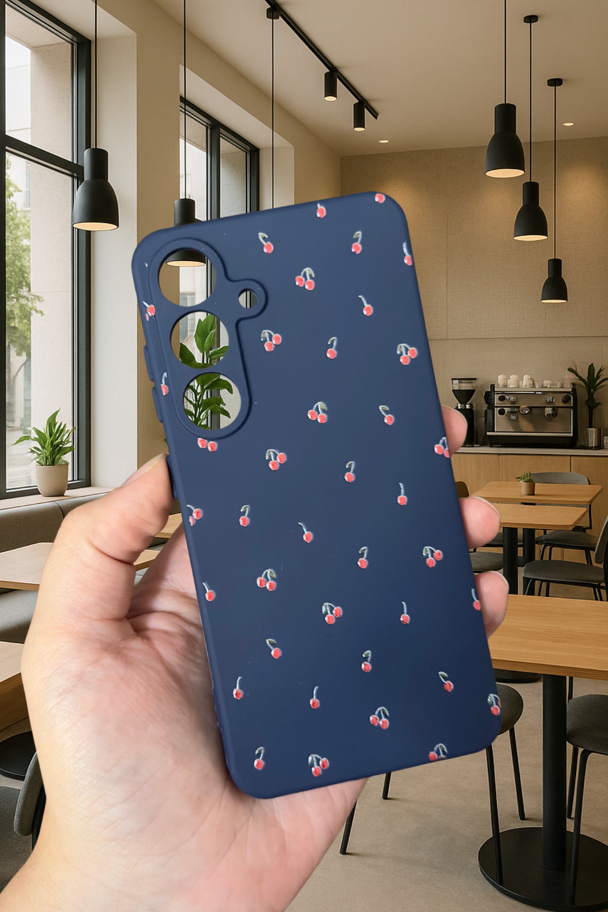 Samsung Galaxy A05s - MİNİ KİRAZ DESENLİ Silikon Darbe Emici Klasik Korumalı Rubber Kılıf