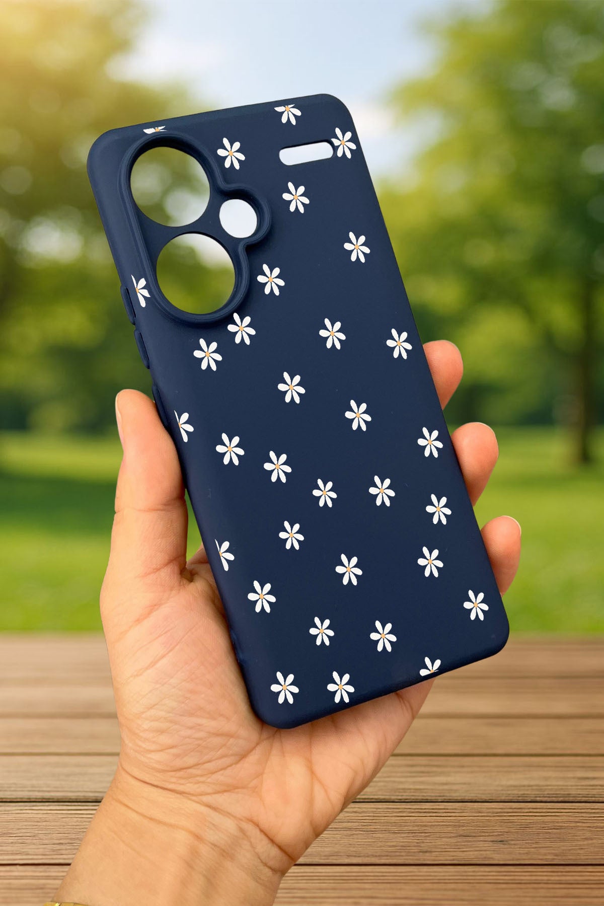 Redmi Note 13 Pro Plus- MİNİ PAPATYA DESENLİ Silikon Darbe Emici Klasik Korumalı Rubber Kılıf