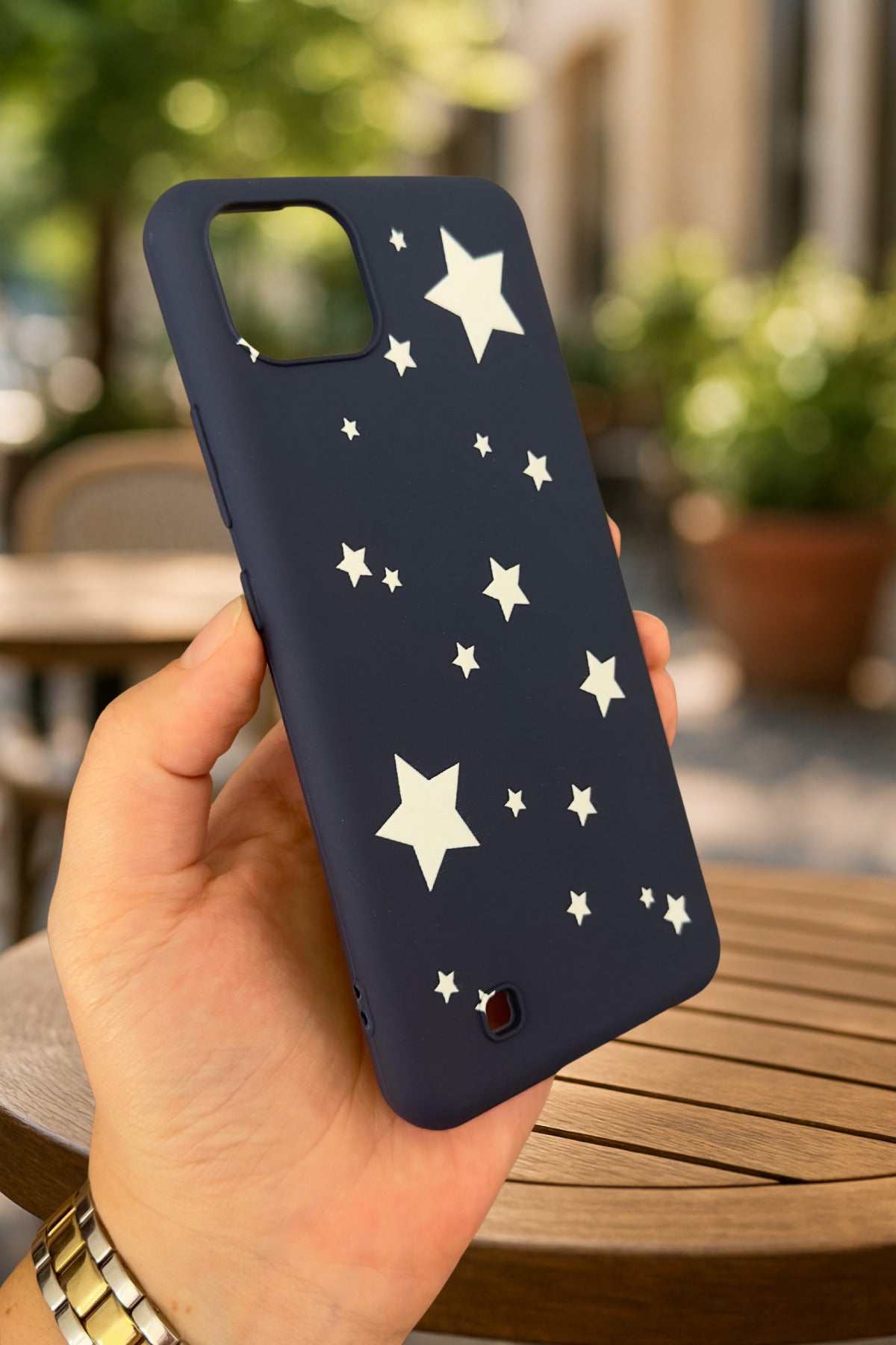Realme C11 -MİNİ YILDIZ DESENLİ Silikon Darbe Emici Klasik Korumalı Rubber Kılıf