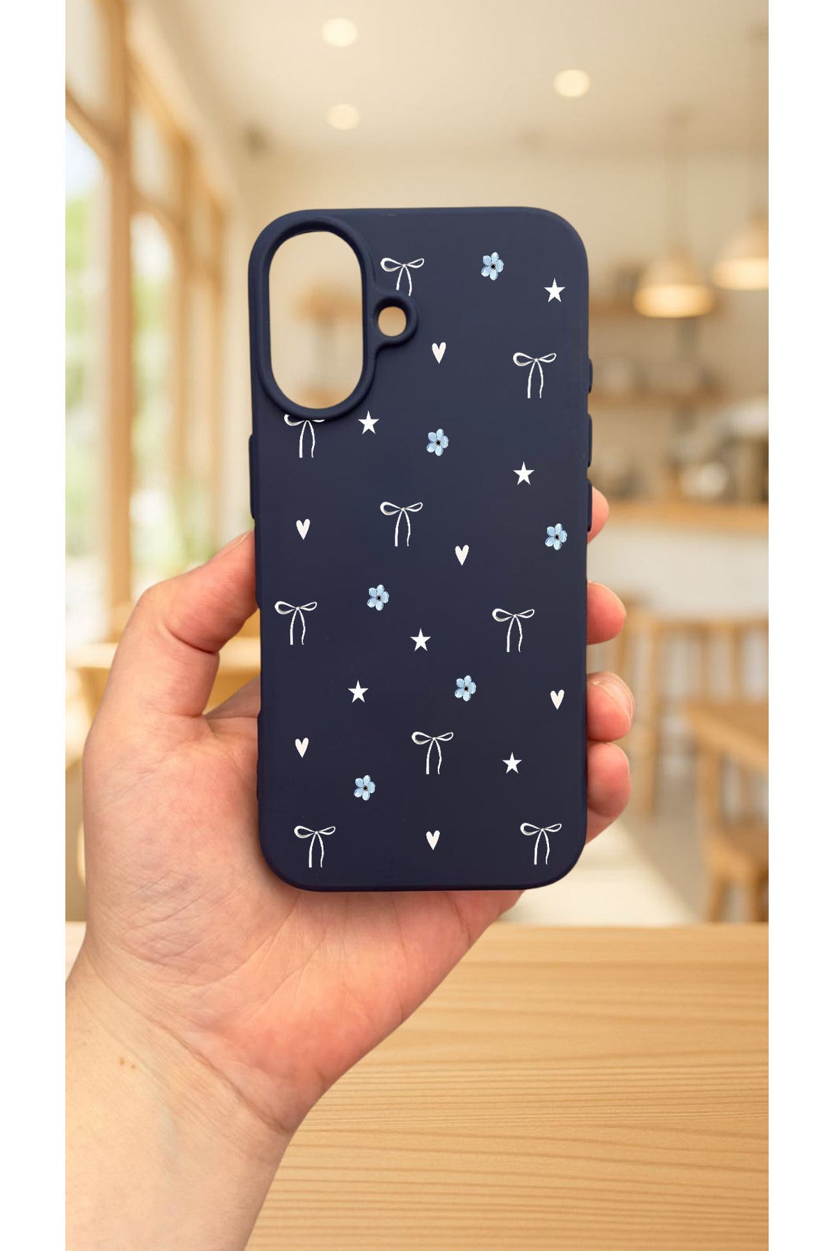 iPhone 16 Plus - MİNİ FİYONK DESENLİ Silikon Darbe Emici Klasik Korumalı Rubber Kılıf