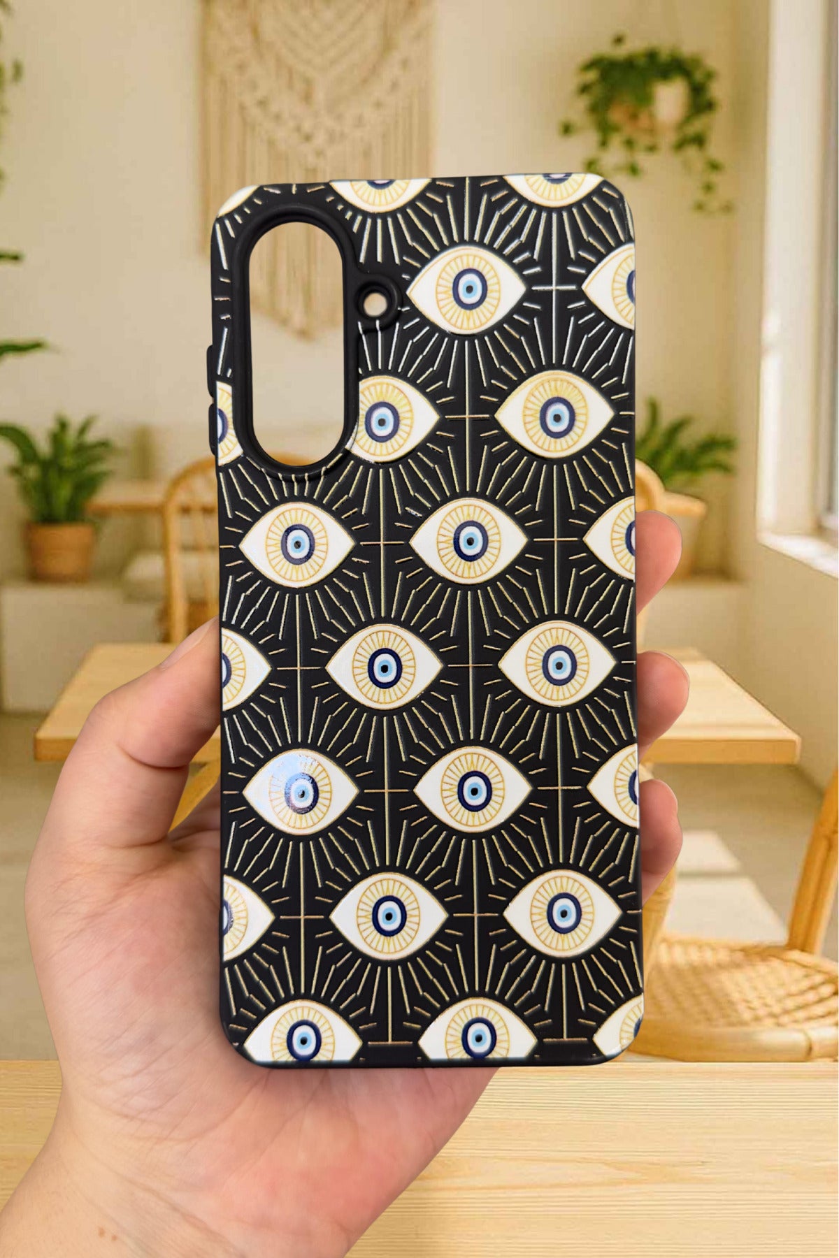 Samsung Galaxy A56 Uyumlu EVIL EYE DESENLİ Silikon Darbe Emici Klasik Korumalı Rubber Kılıf