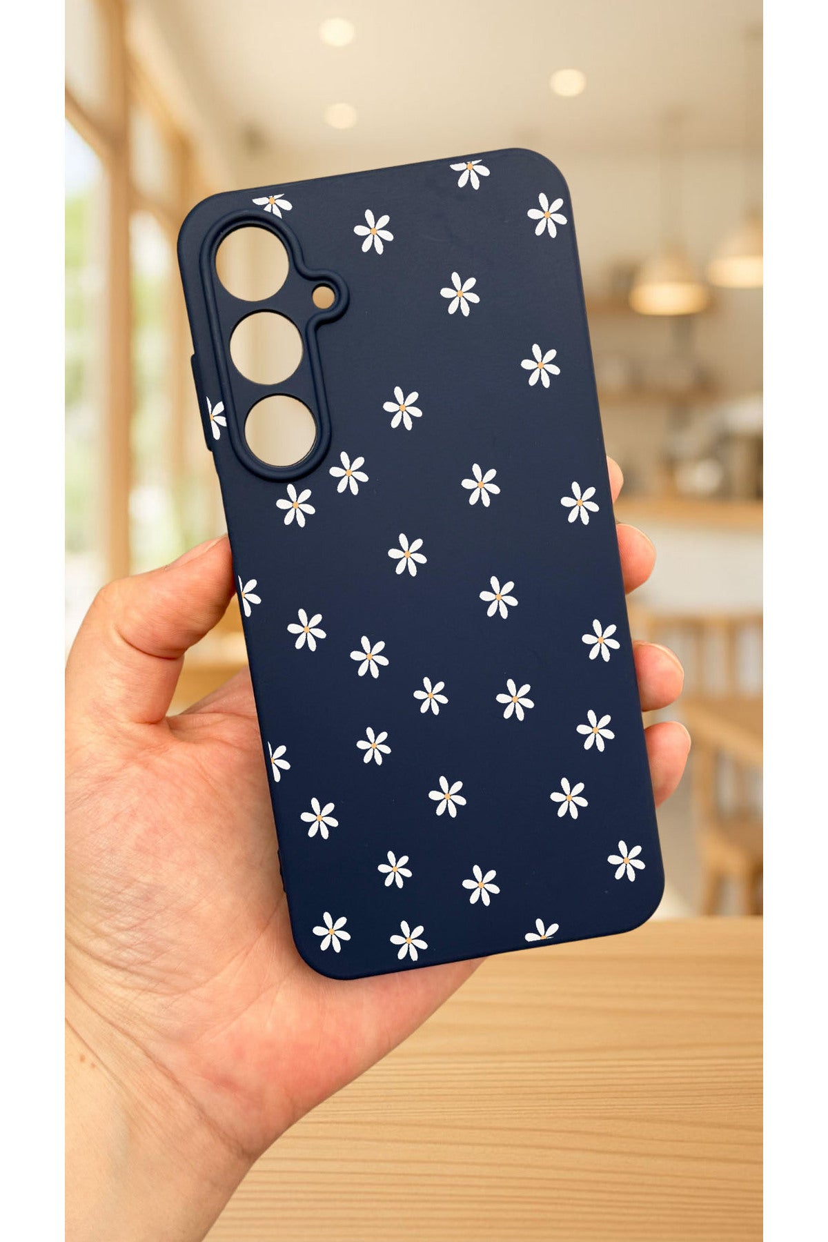 Samsung Galaxy A55 -MİNİ PAPATYA DESENLİ Silikon Darbe Emici Klasik Korumalı Rubber Kılıf
