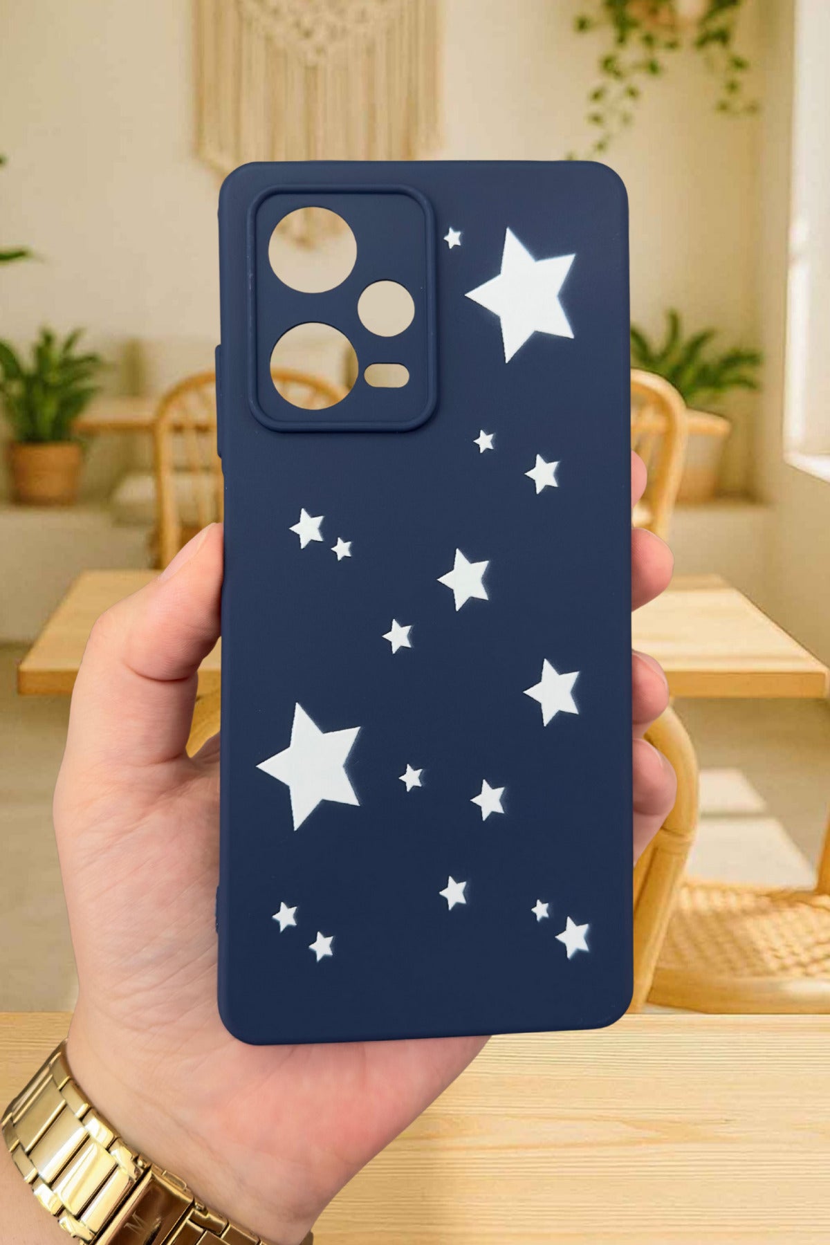 Xiaomi Redmi Note 12 Pro 5G-MİNİ YILDIZ DESENLİ Silikon Darbe Emici Klasik Korumalı Rubber Kılıf