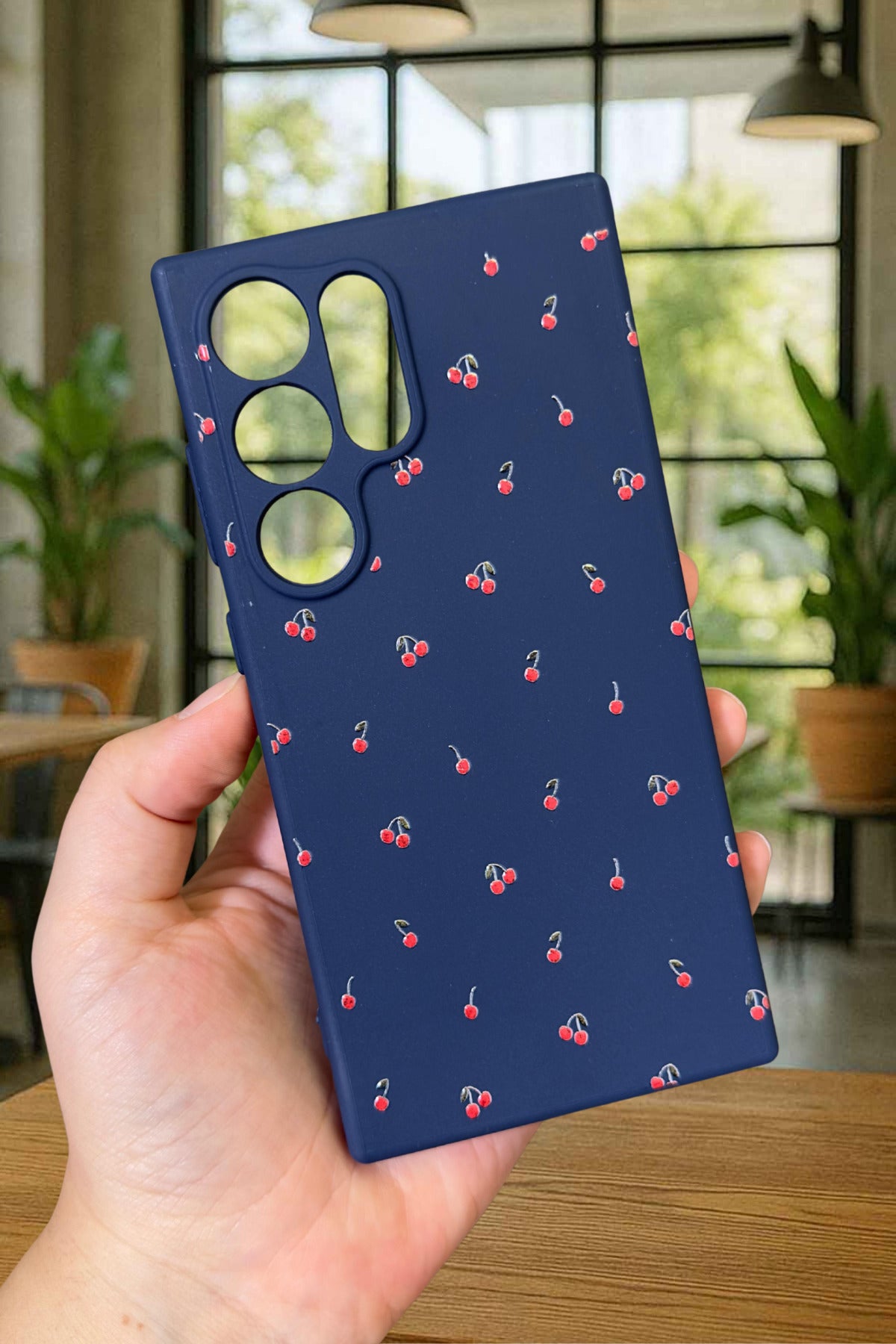 Samsung Galaxy S24 Ultra- MİNİ KİRAZ DESENLİ Silikon Darbe Emici Klasik Korumalı Rubber Kılıf