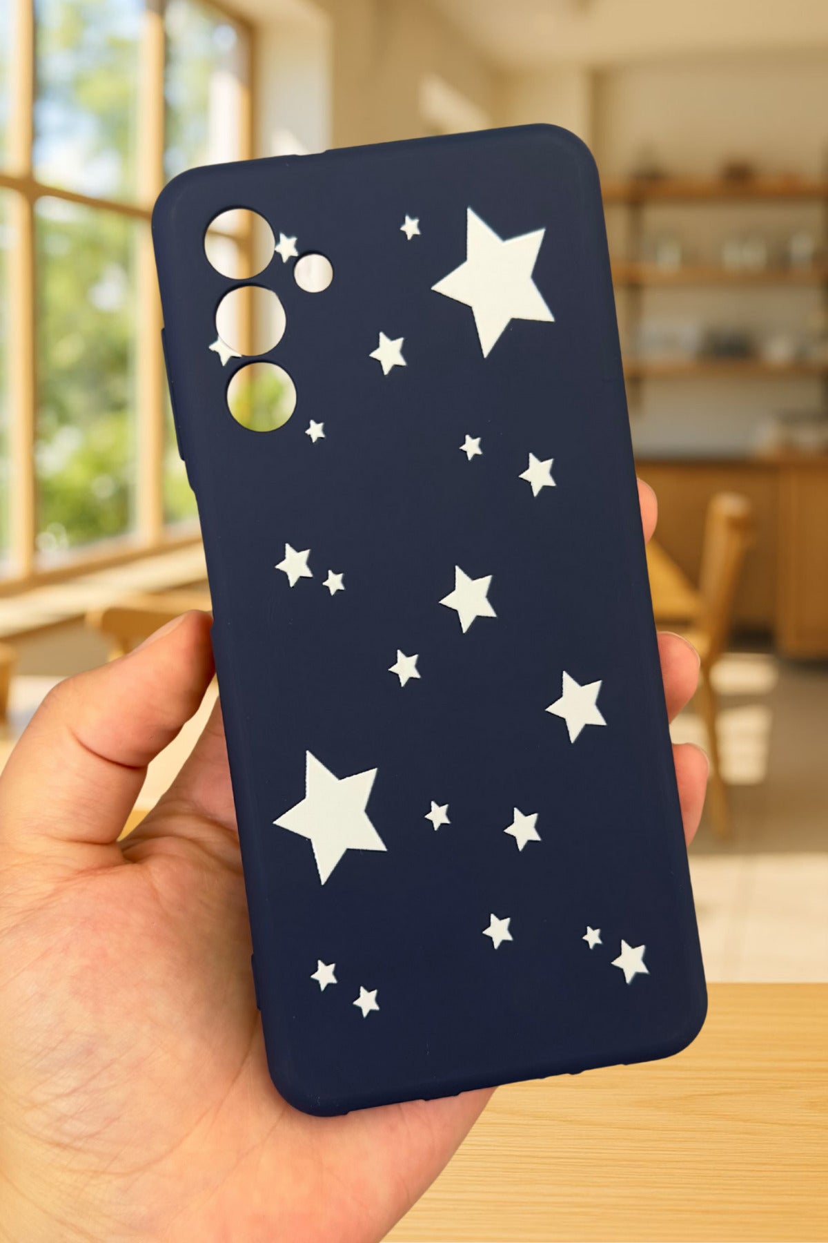 Samsung Galaxy A54 Uyumlu Mini Yıldız Desenli Silikon Darbe Emici Klasik Korumalı Rubber Kılıf