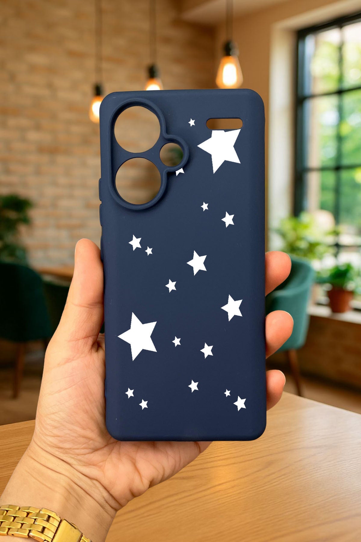 Redmi Note 13 Pro Plus - MİNİ YILDIZ DESENLİ Silikon Darbe Emici Klasik Korumalı Rubber Kılıf