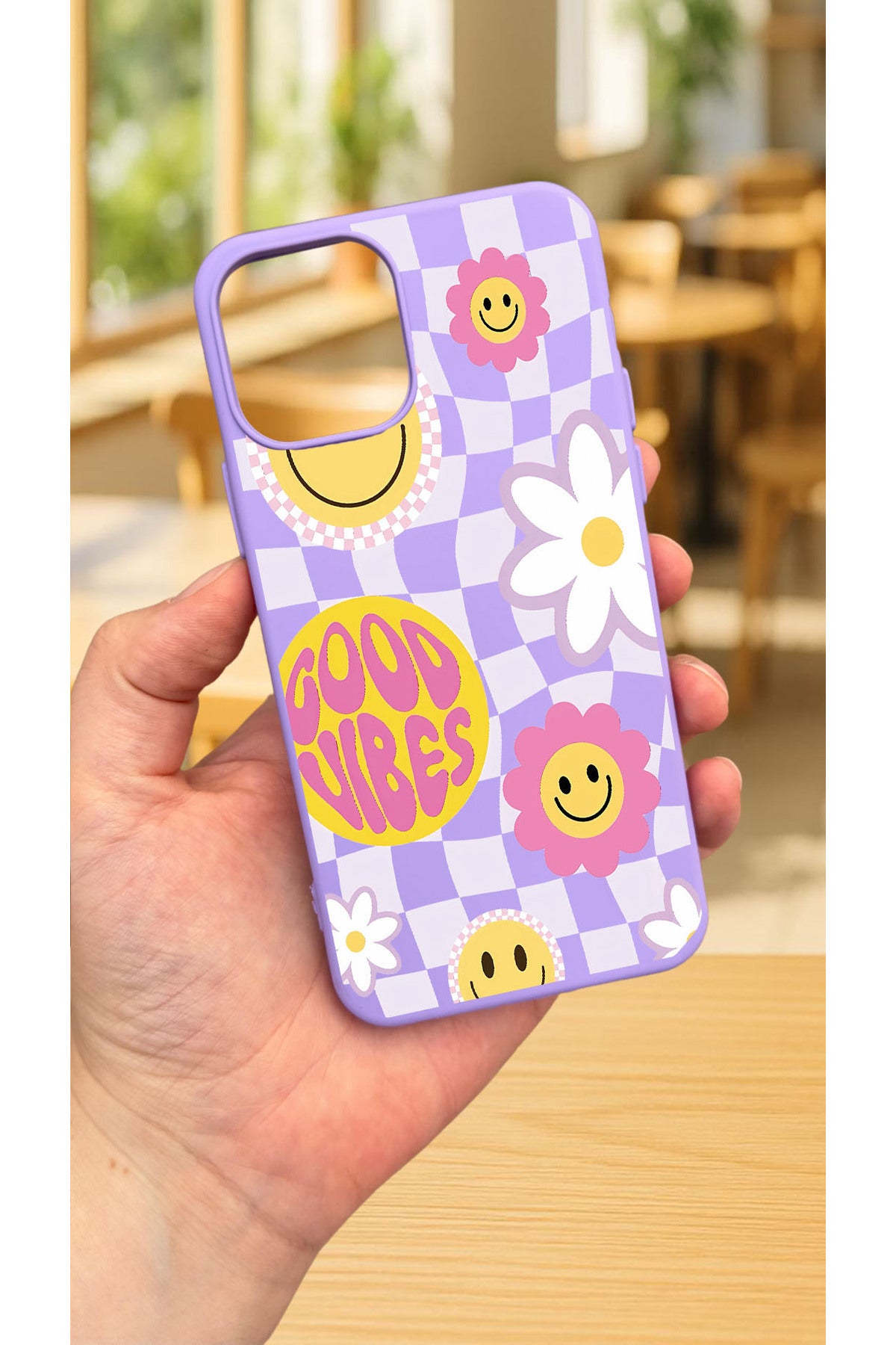 iPhone 12 ve 12 Pro Uyumlu GOOD VİBES Silikon Darbe Emici Klasik Korumalı Rubber Kılıf