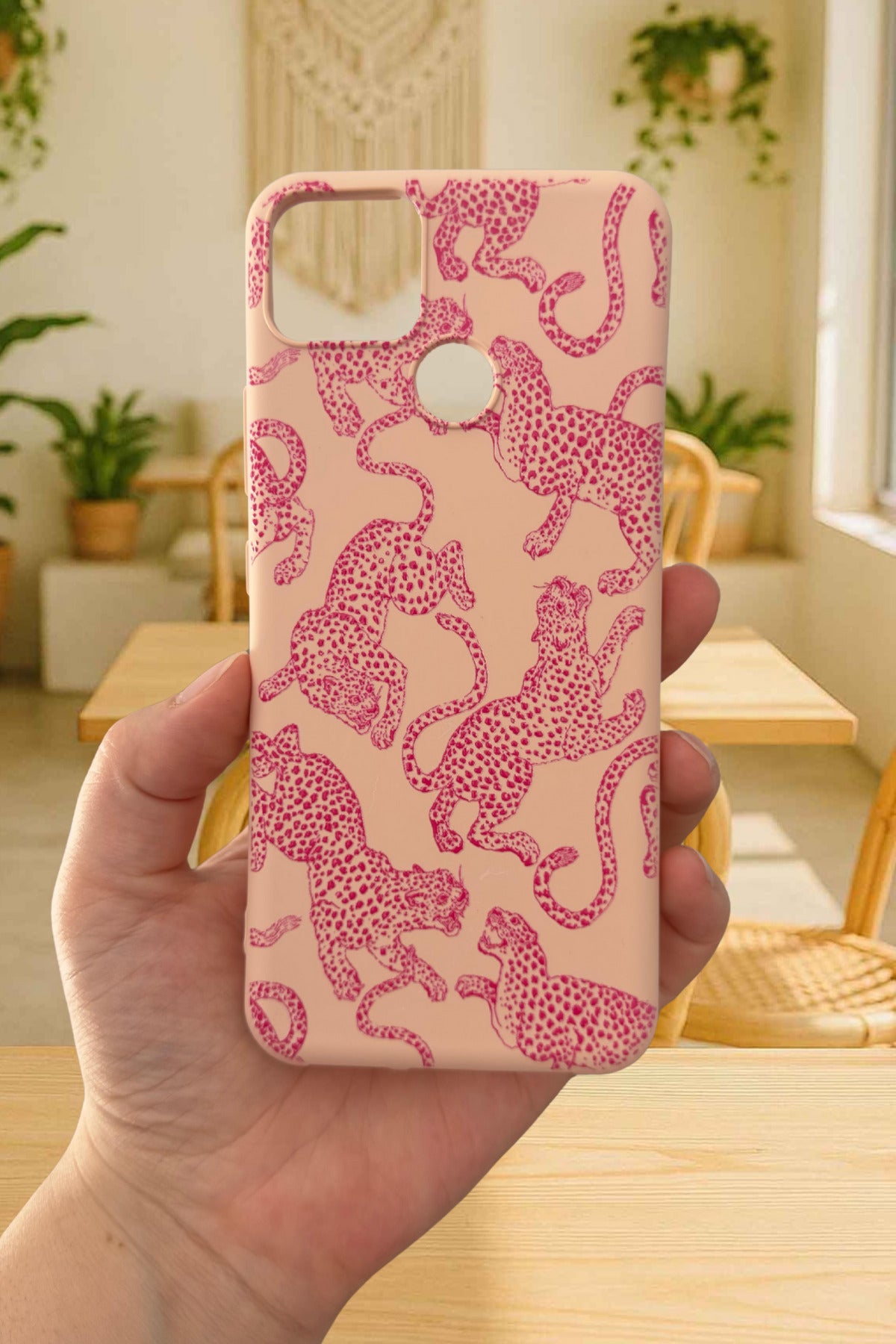 Realme C25 Uyumlu Kılıf PEMBE LEOPAR DESENLİ Silikon Darbe Emici Klasik Korumalı Rubber Kapak