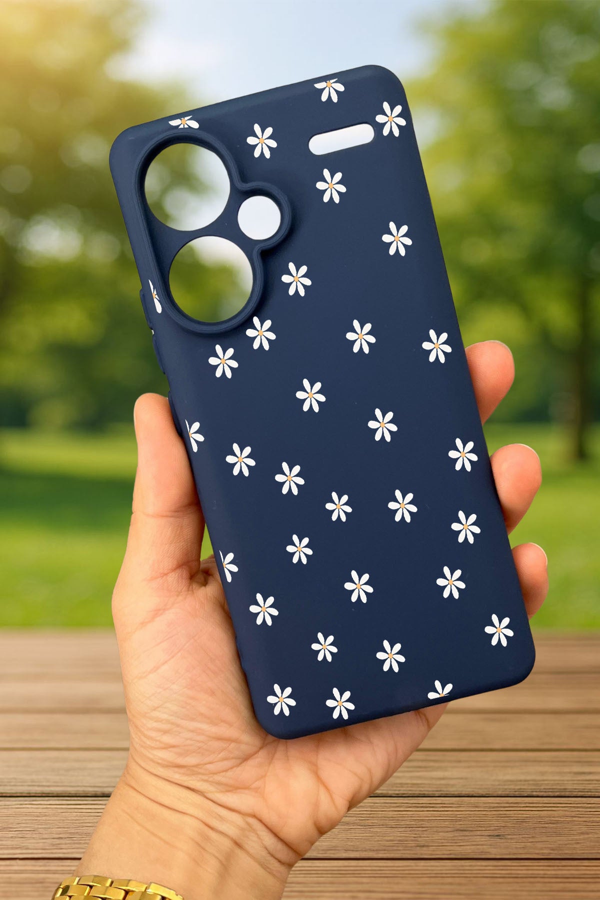 Redmi Note 13 Pro Plus- MİNİ PAPATYA DESENLİ Silikon Darbe Emici Klasik Korumalı Rubber Kılıf