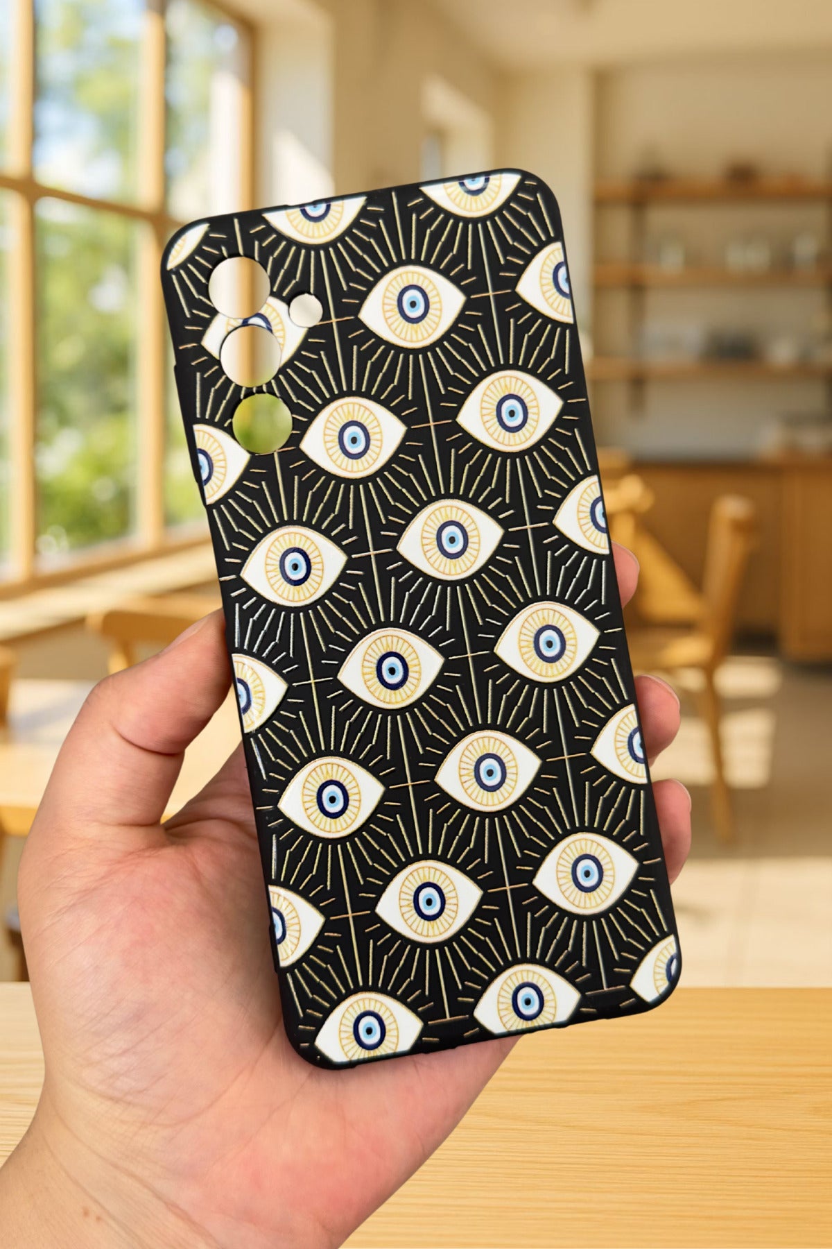 Samsung Galaxy A54 Uyumlu EVIL EYE DESENLİ Silikon Darbe Emici Klasik Korumalı Rubber Kılıf