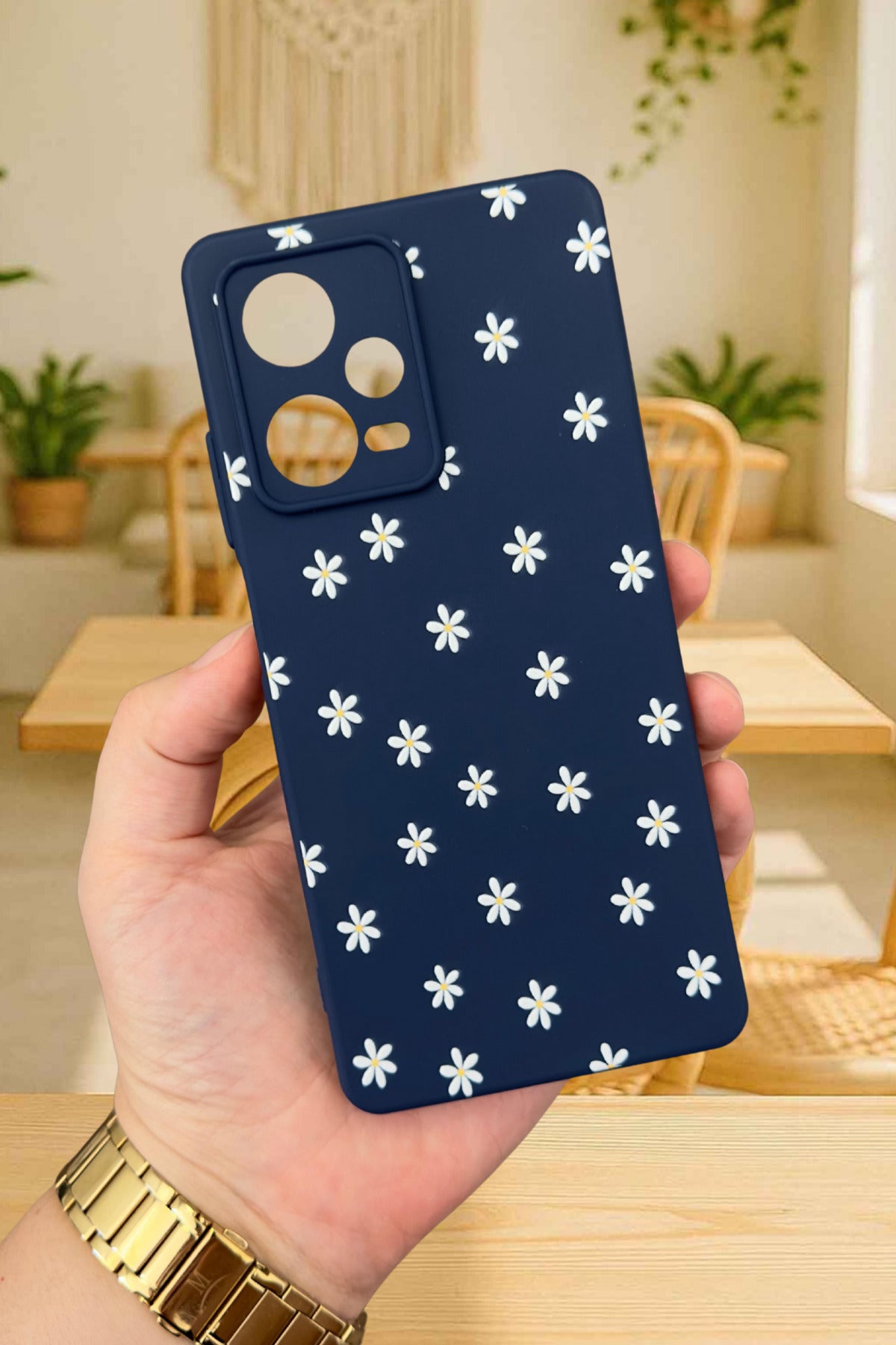 Xiaomi Redmi Note 12 Pro5G-MİNİ PAPATYA DESENLİ Silikon Darbe Emici Klasik Korumalı Rubber Kılıf