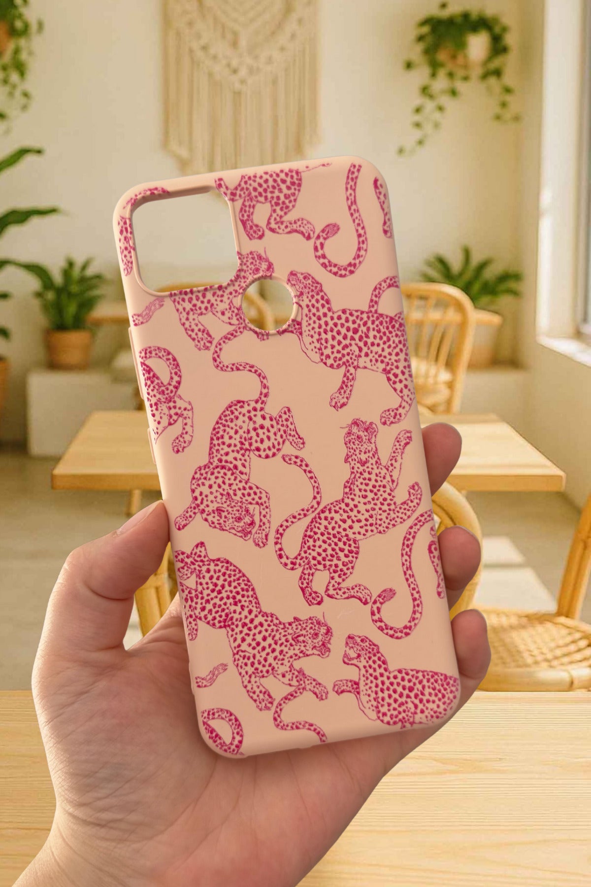 Realme C25 Uyumlu Kılıf PEMBE LEOPAR DESENLİ Silikon Darbe Emici Klasik Korumalı Rubber Kapak