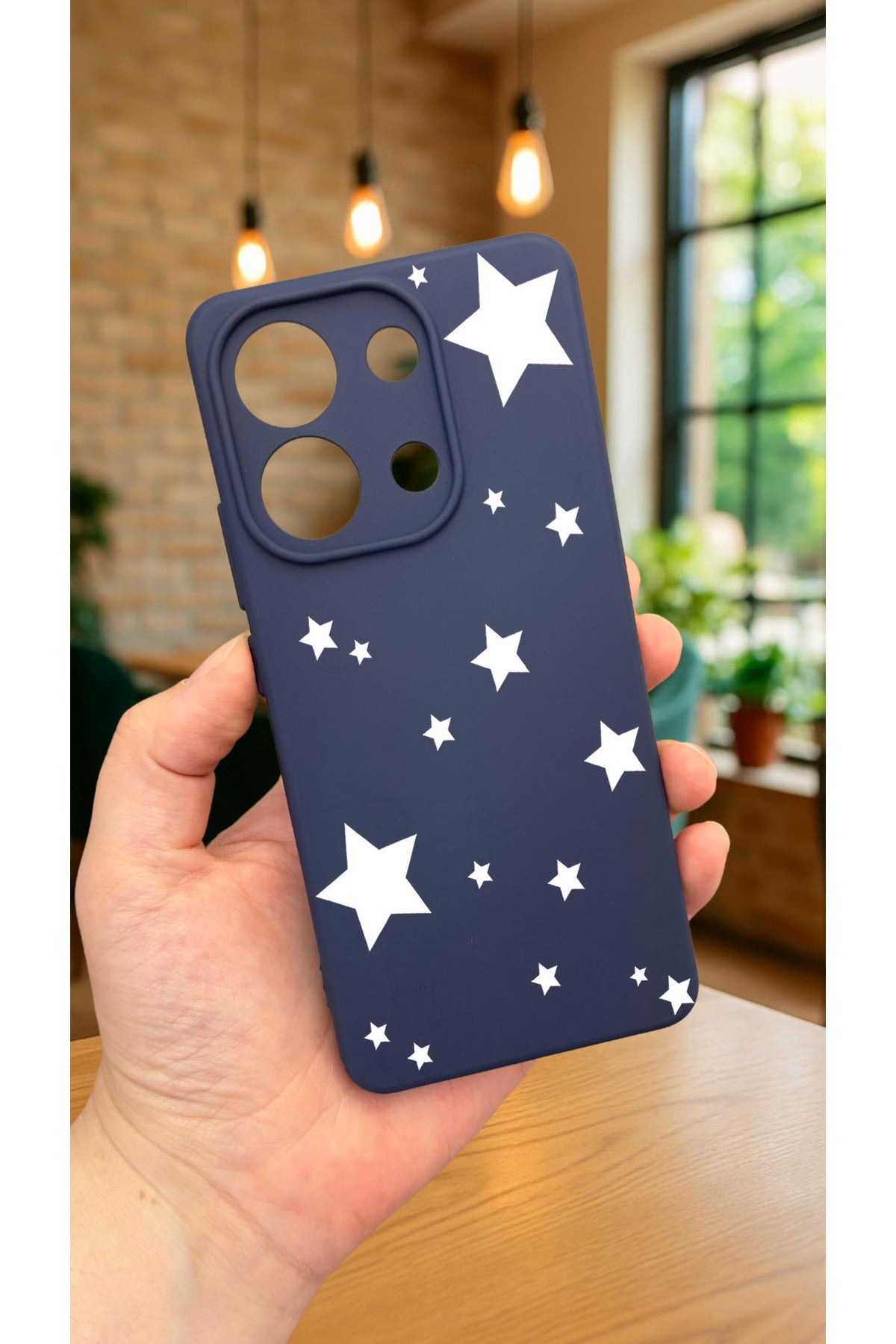 Xiaomi Redmi Note 13 Pro 4G MİNİ YILDIZ DESENLİ Silikon Darbe Emici Klasik Korumalı Rubber Kılıf