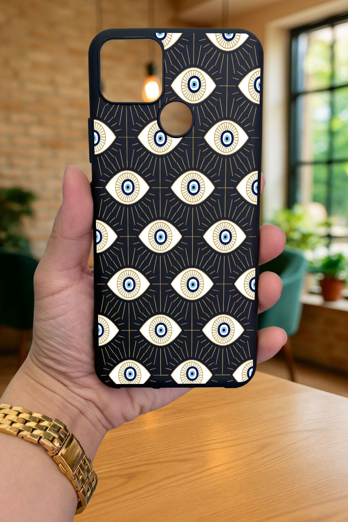 Realme C25 -EVIL EYE DESENLİ Silikon Darbe Emici Klasik Korumalı Rubber Kılıf