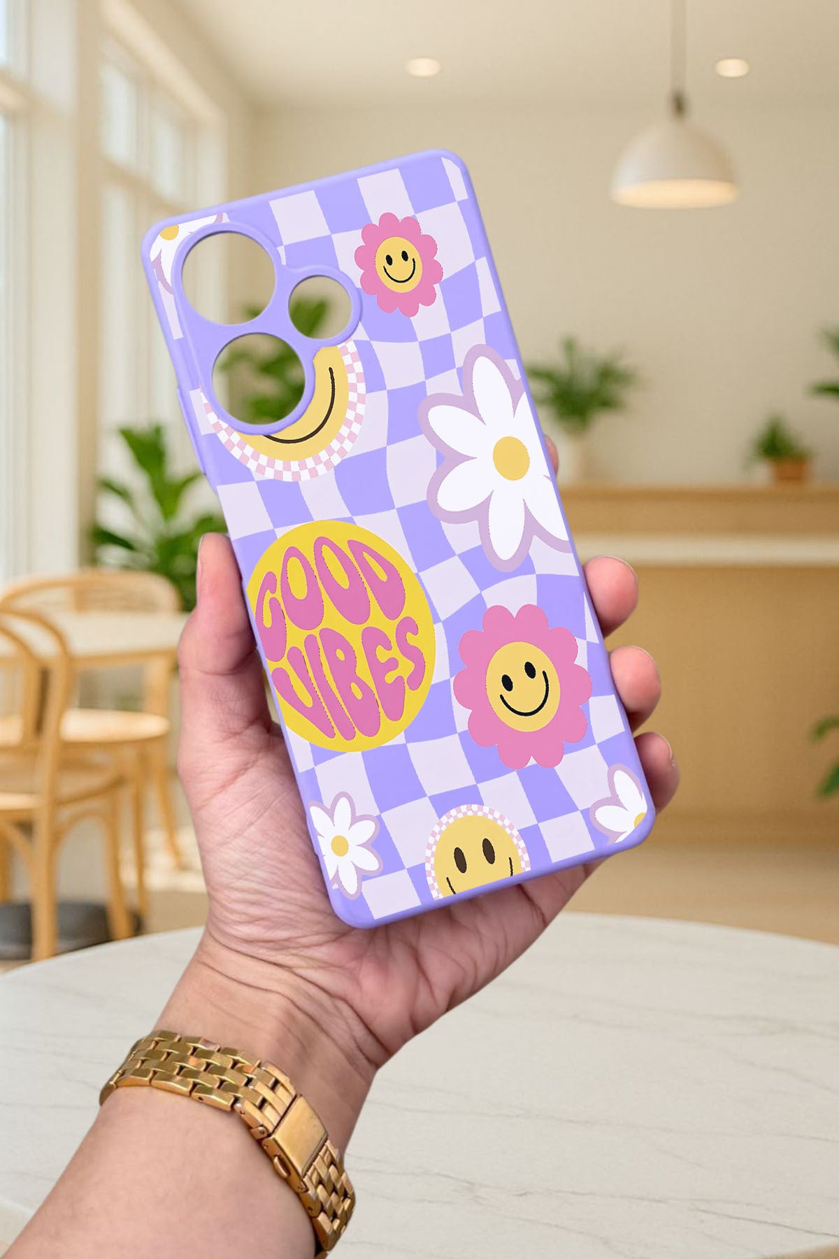 İNFİNİX HOT 30 -GOOD VİBES DESENLİ Silikon Darbe Emici Klasik Korumalı Rubber Kılıf